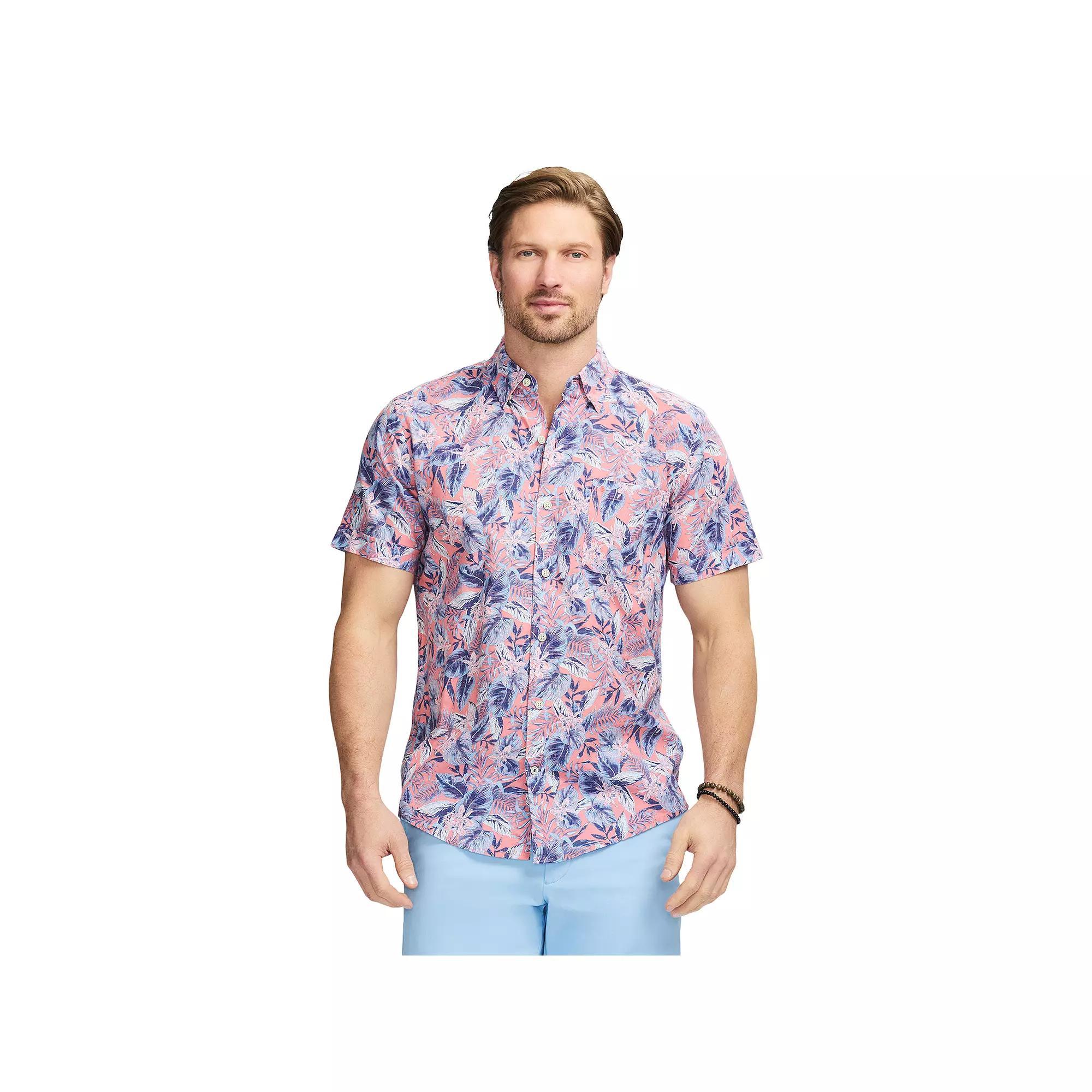Men's IZOD Dockside Short Sleeve Chambray, Size: Small, Mauveglow Product Image