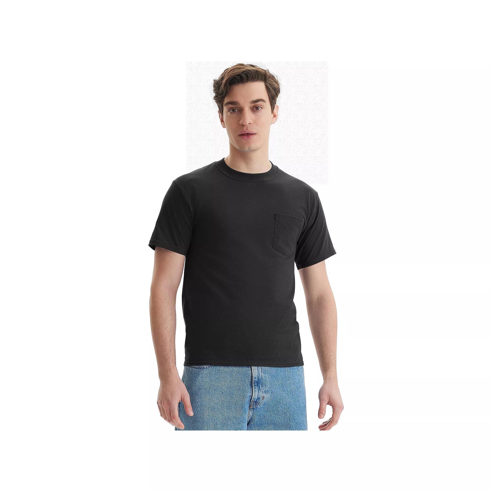 Men's Hanes® Beefy-T 2-Pack Pocket T-Shirt, Size: XL, Blue Product Image