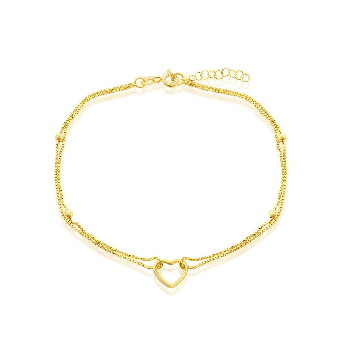 Argento Bella Sterling Silver Double Strand Heart Anklet, Womens Gold Tone Product Image