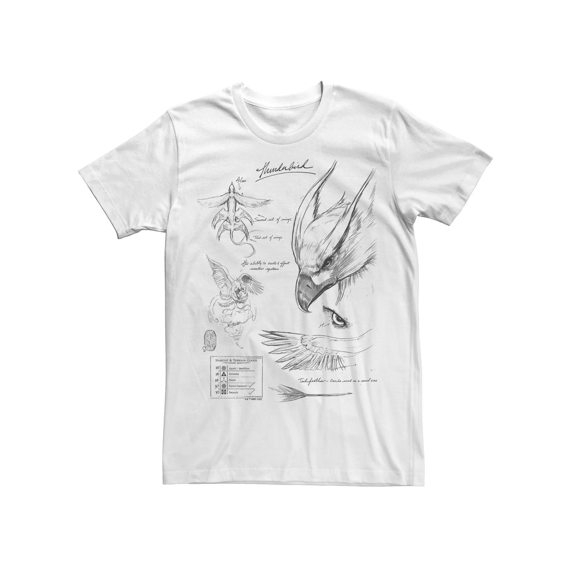 Men's Fantastic Beast Grindelwald Thunderbird Study Notebook Sketch Tee, Size: XL, White Product Image