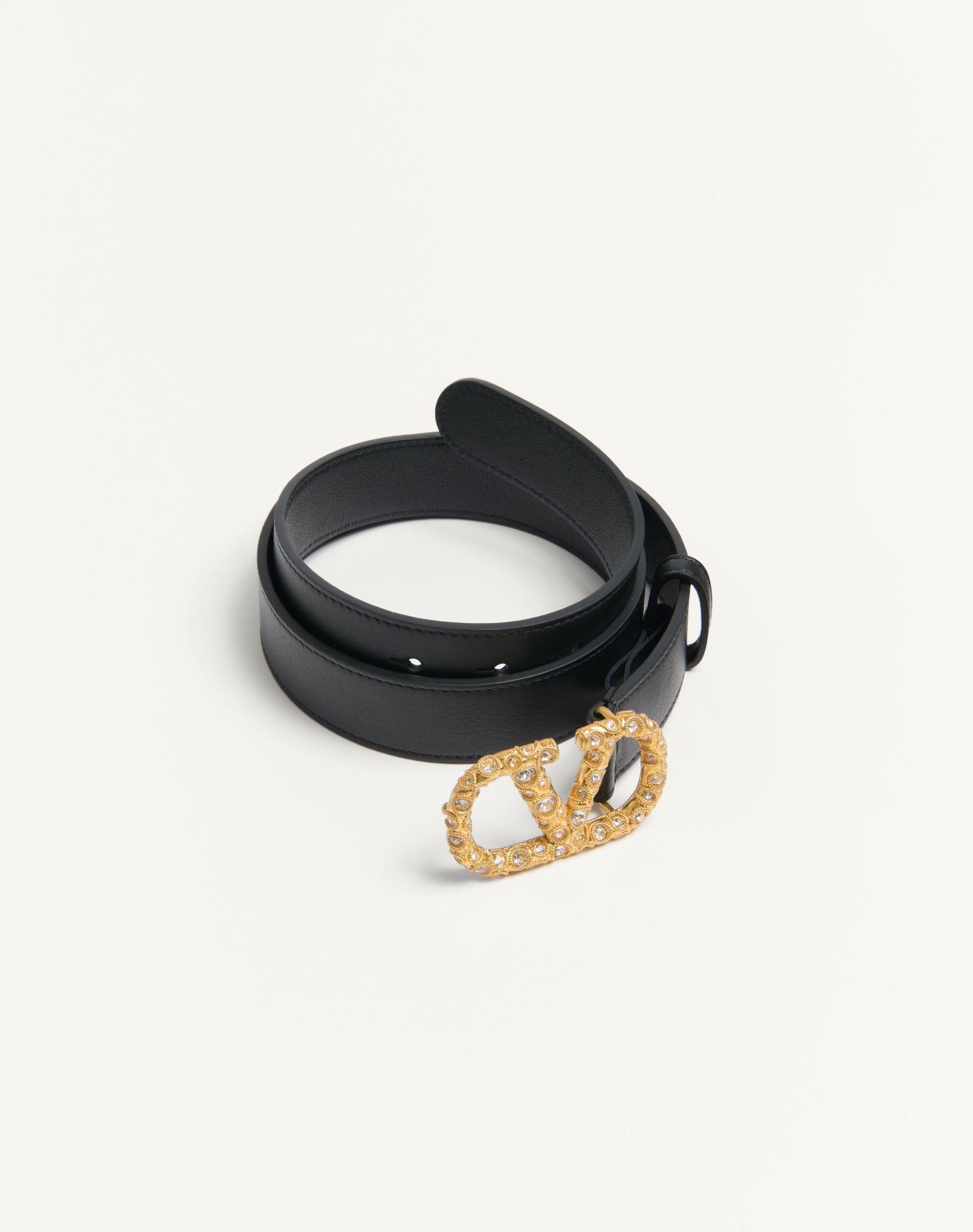 Vlogo Signature Belt In Shiny Calfskin With Crystals 30 Mm Product Image