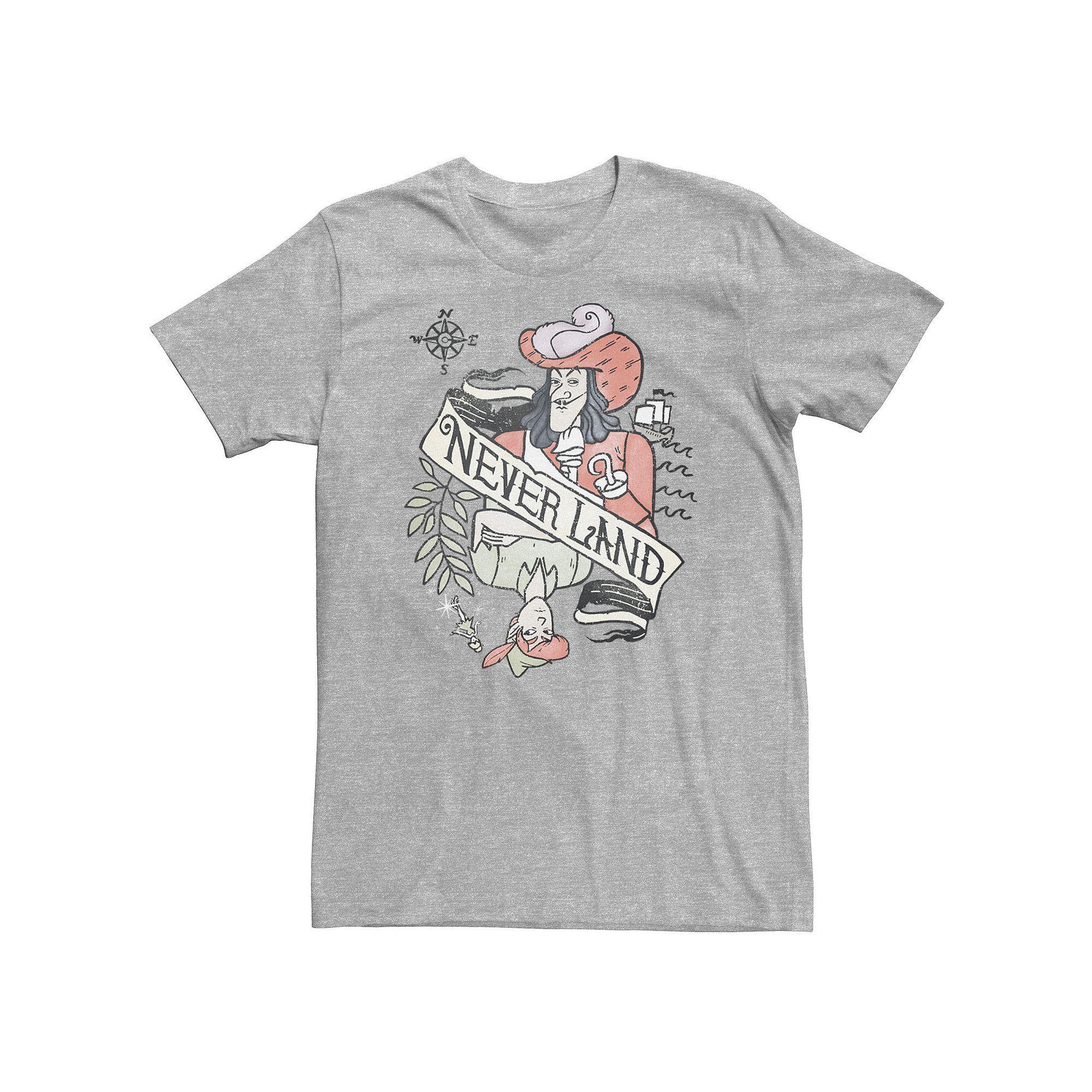 Big & Tall Disney Peter Pan Captain Hook Playing Card Tee, Men's, Size: 4XL, Athletic Grey Product Image