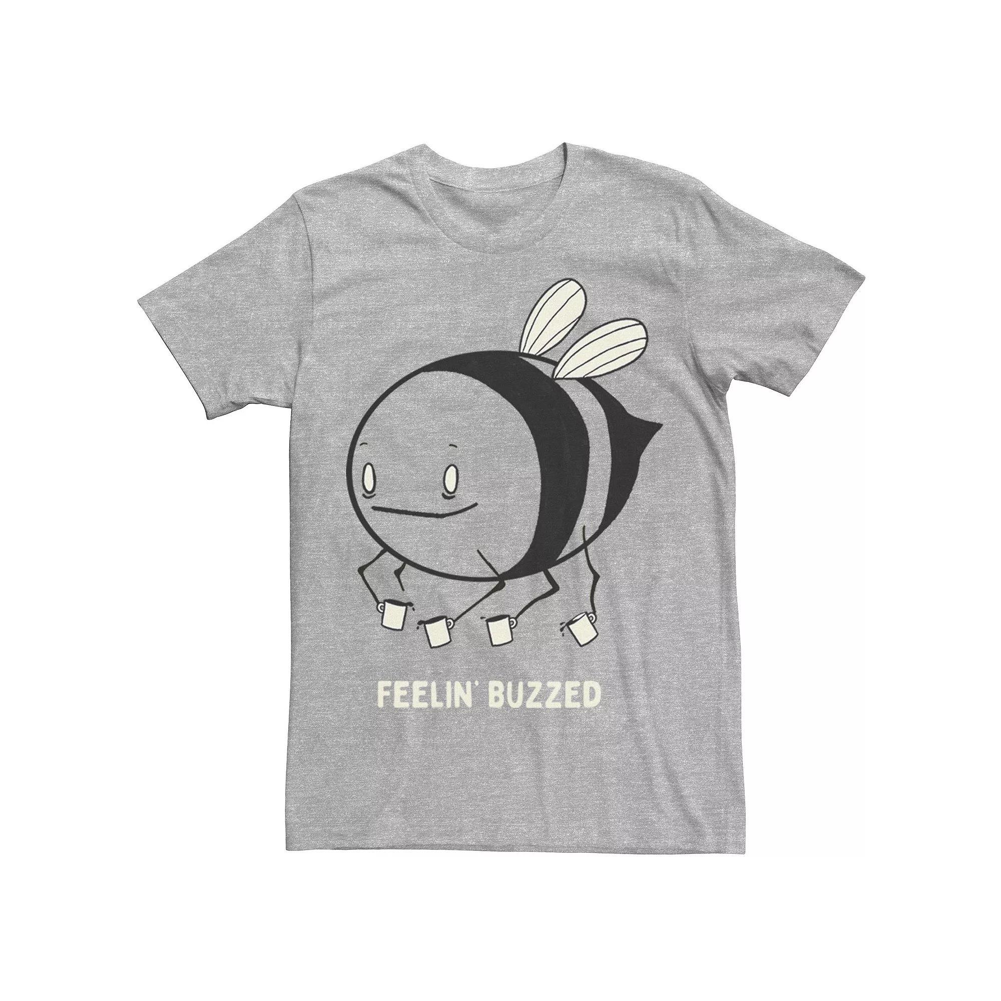 Men's Feelin' Buzzed Coffee Bee Tee, Size: 3XL, Athletic Grey Product Image