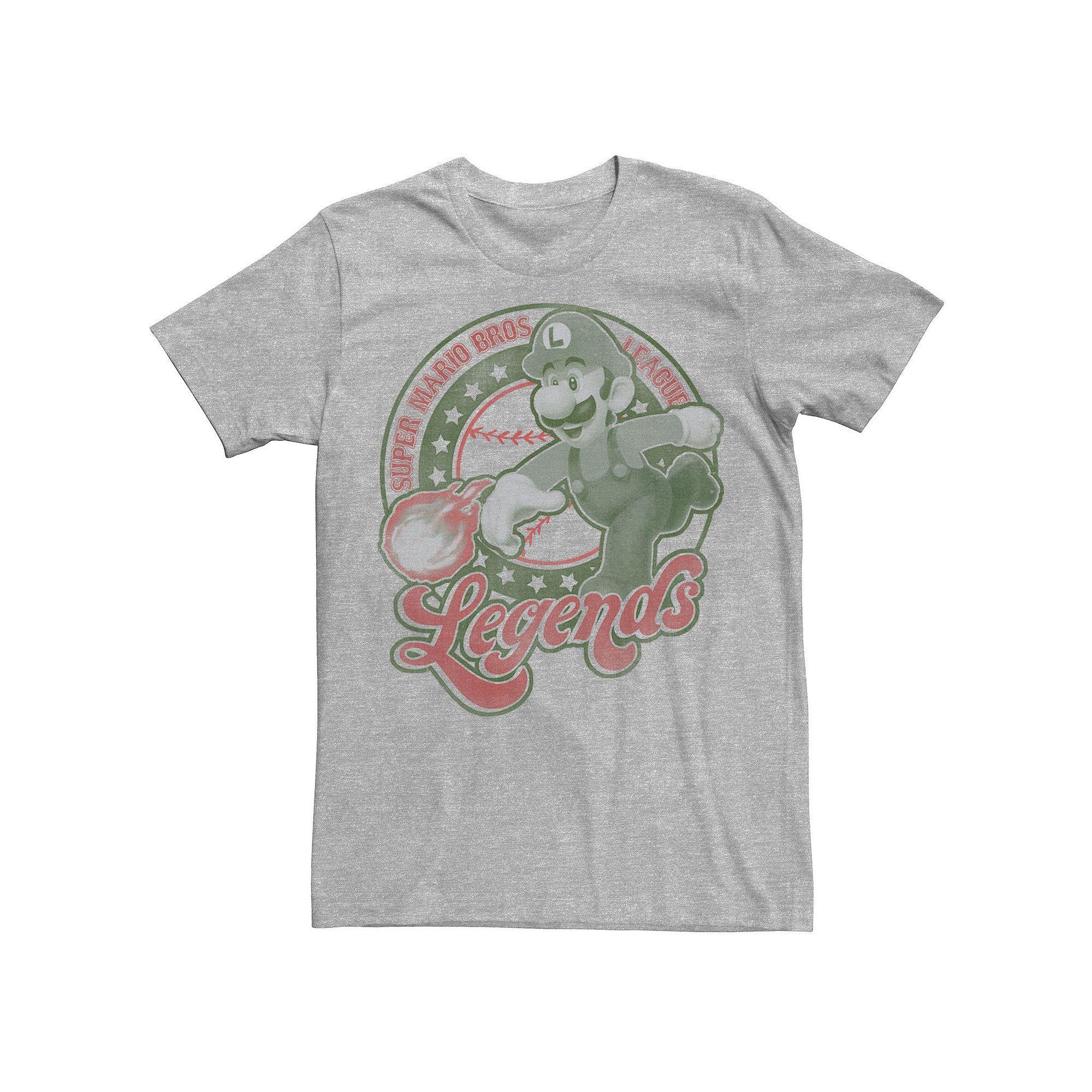 Men's Super Mario Luigi Fireball Legends Tee, Size: Medium, Athletic Grey Product Image