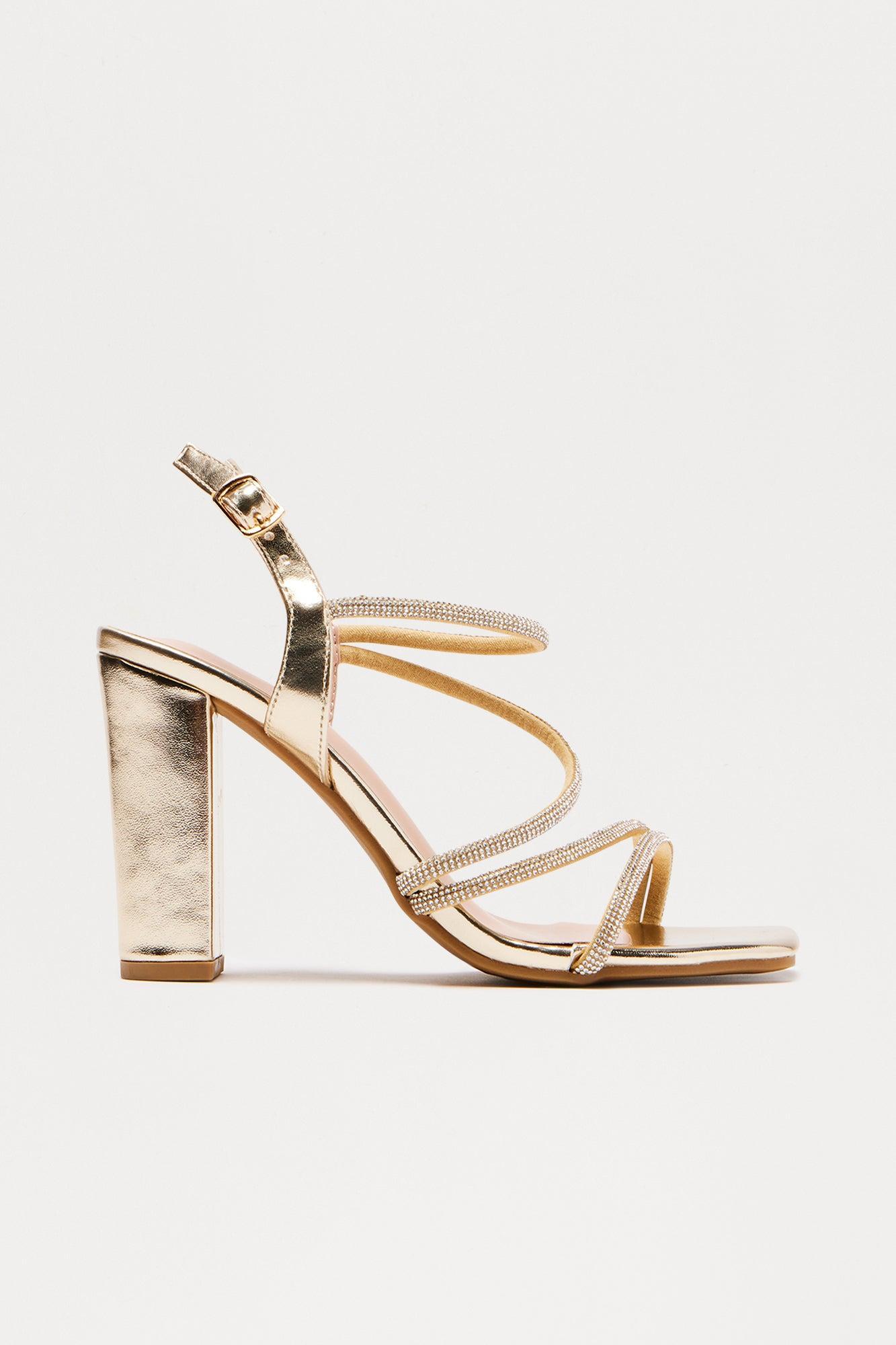 Alexander Rhinestone Heels - Gold Female Product Image