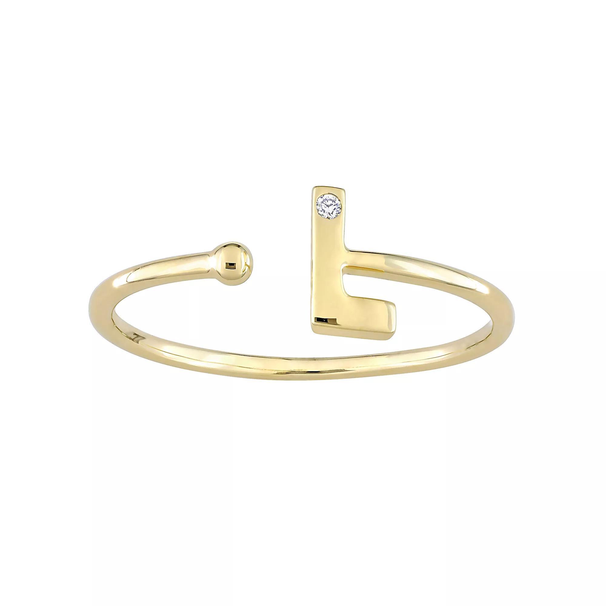 Stella Grace 10k Gold Diamond Accent Initial Open Ring, Womens Product Image