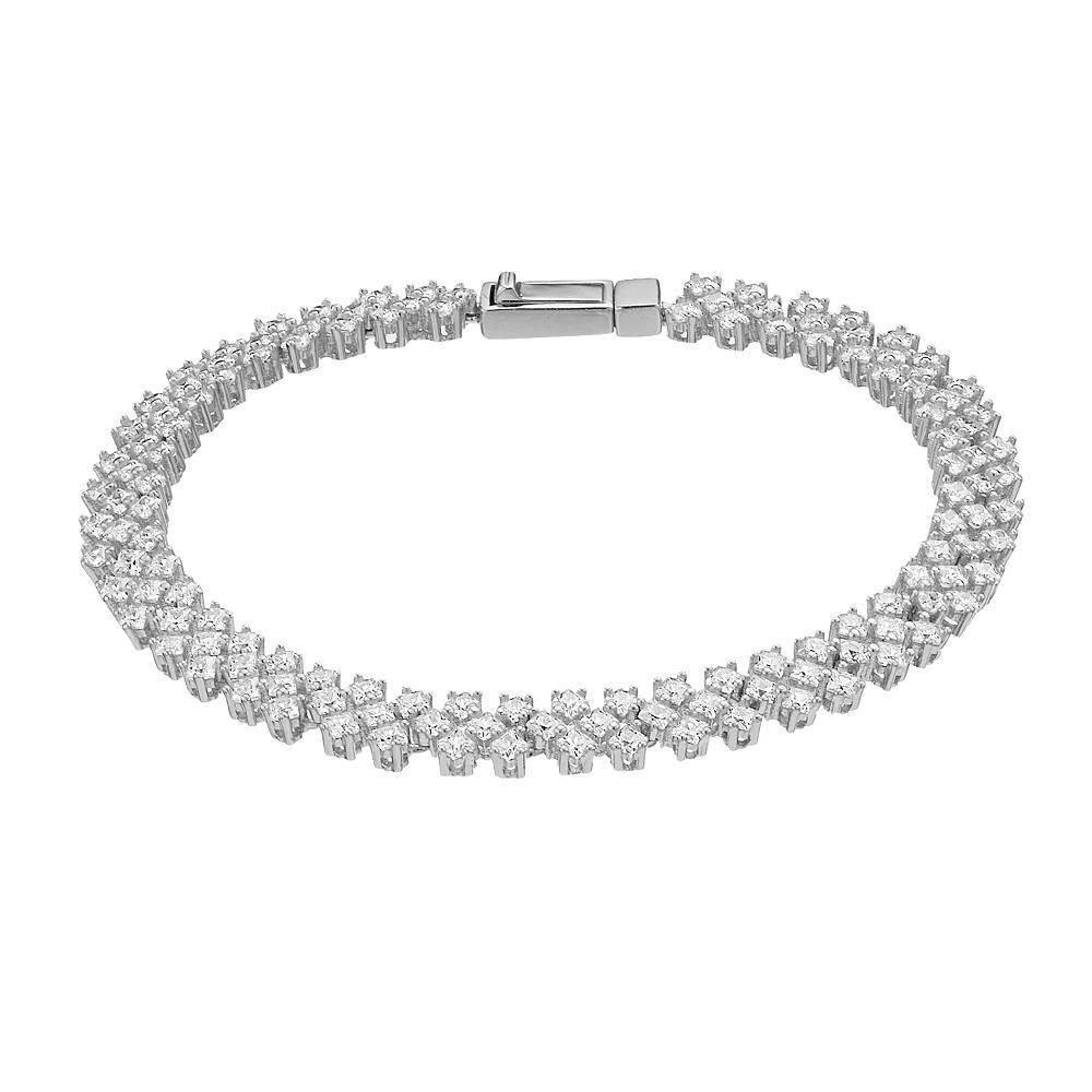 Sterling Silver Cubic Zirconia Tennis Bracelet, Womens White Product Image