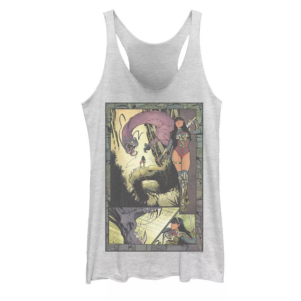 Juniors' Justice League Wonder Woman Future State Panels Comic Tank Top, Girl's, Size: Large, White Grey Product Image