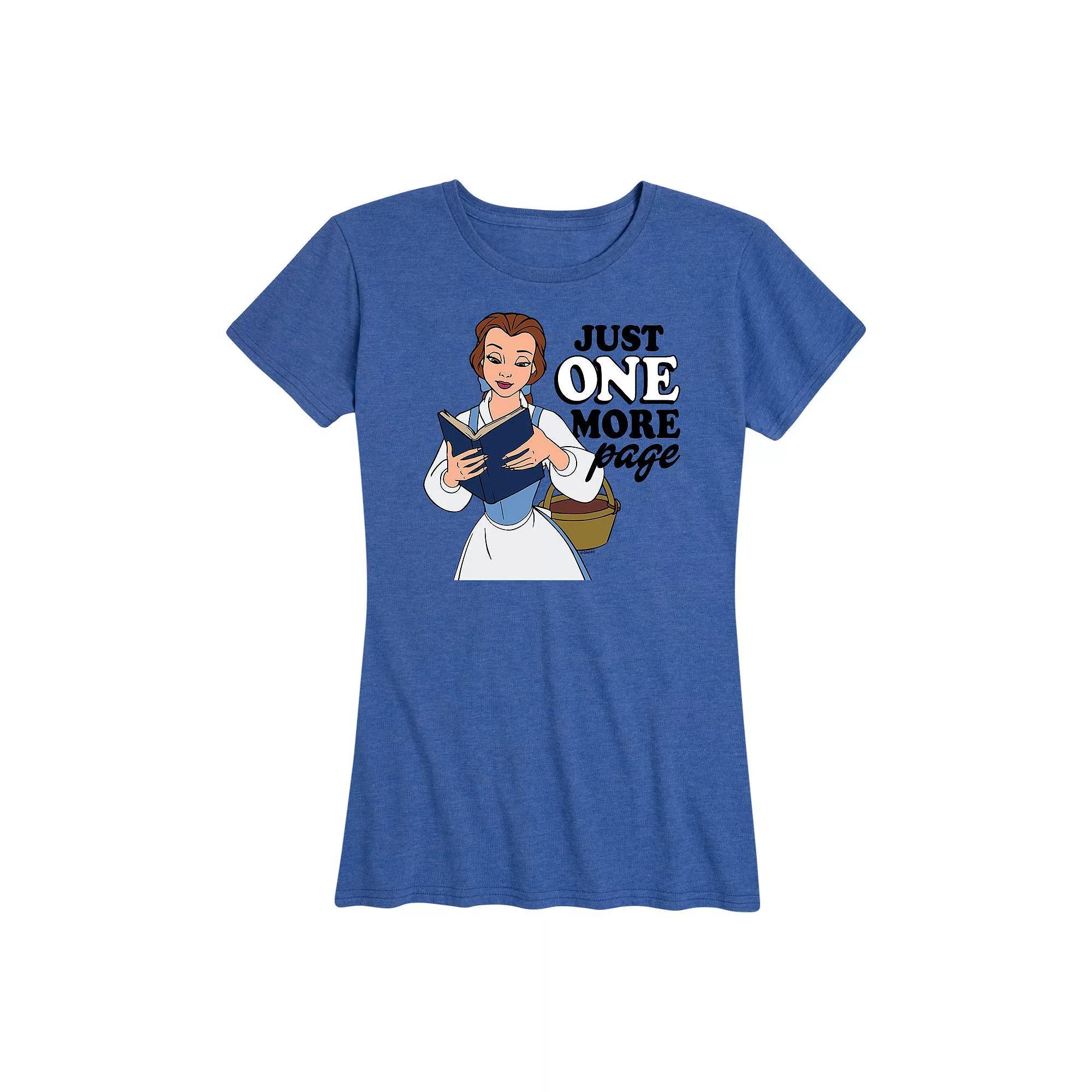 Disney Princess Belle Womens One More Page Graphic Tee, Girls Grey Royal Blue Product Image