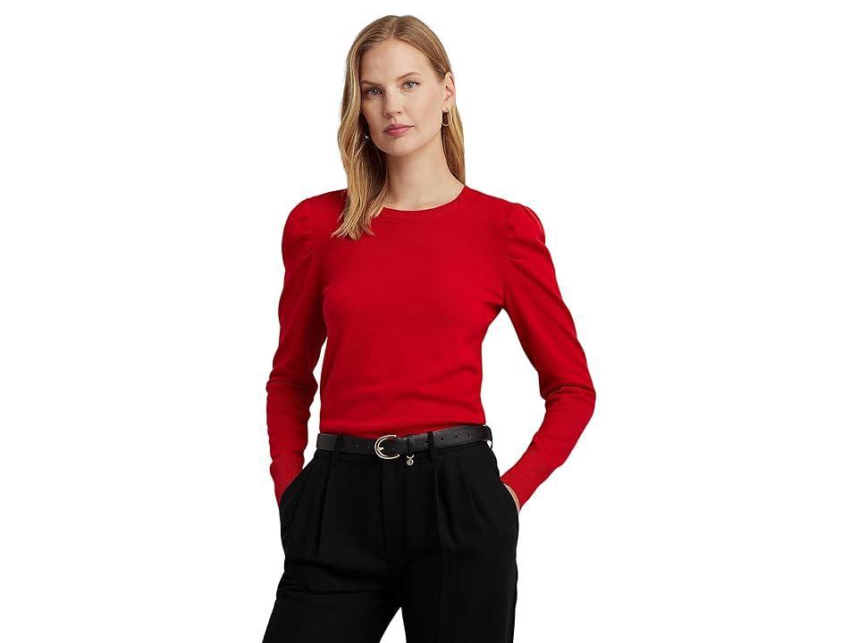 Lauren Ralph Lauren Cotton-Blend Puff-Sleeve Sweater Women's Clothing Product Image