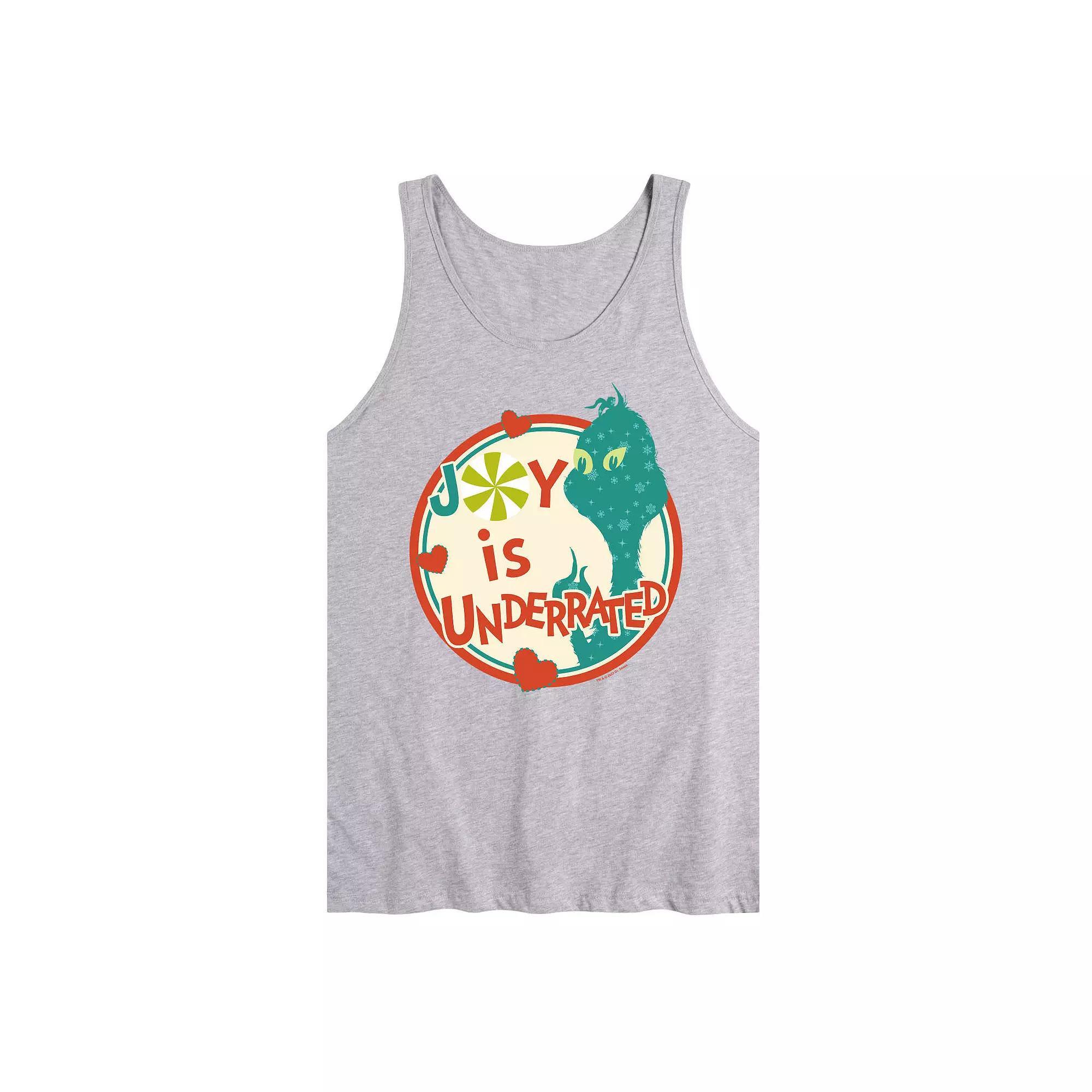 Mens Dr. Seuss The Grinch Joy Is Underrated Graphic Tank Top Grey Gray Product Image