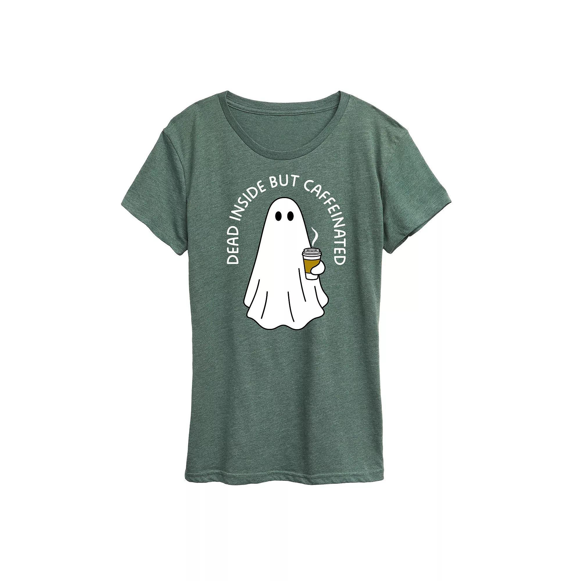Womens Dead Inside Caffeinated Ghost Graphic Tee Grey Wine Product Image