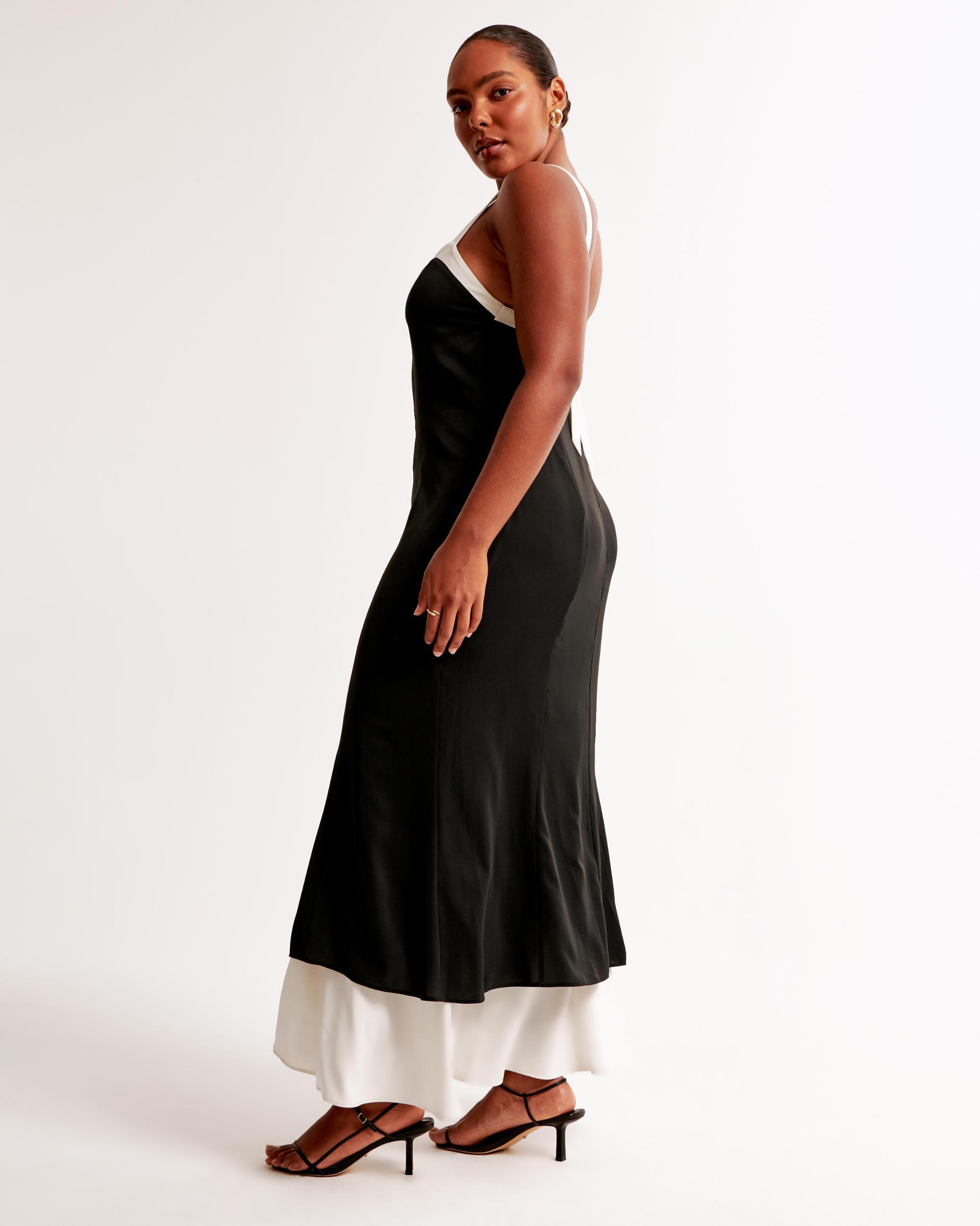 The A&F Julia Slip Contrast Tie-Back Maxi Dress Product Image