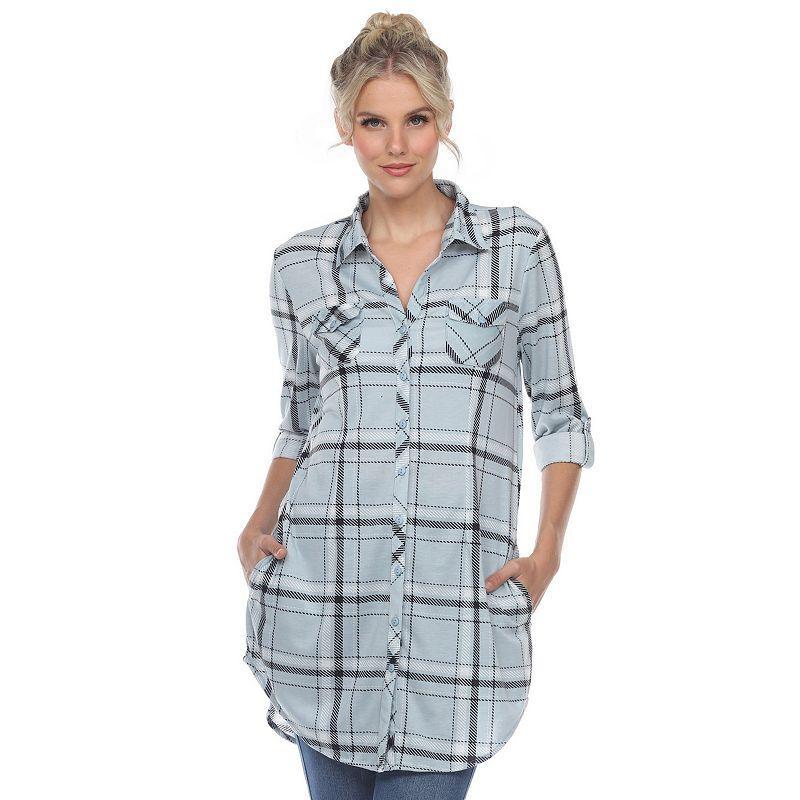 White Mark Womens Plaid Tunic Top Shirt Product Image