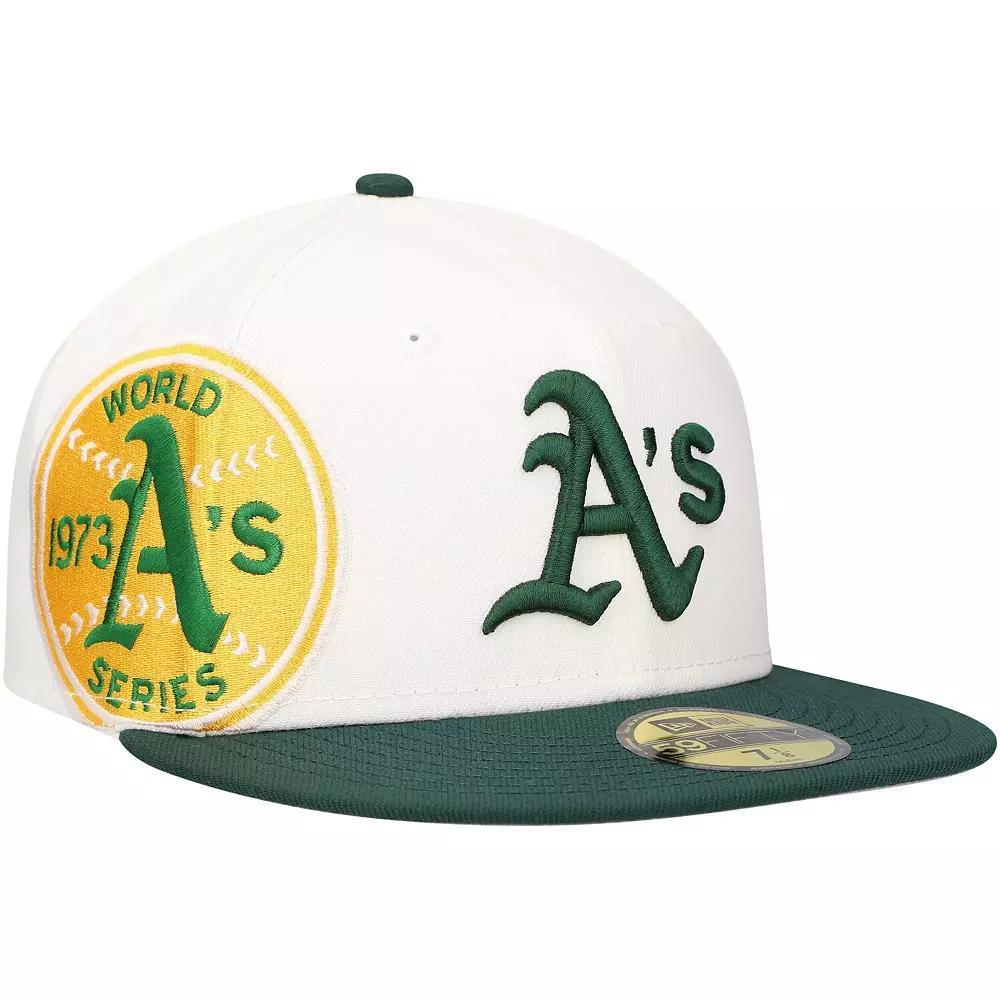 Men's New Era White/Green Oakland Athletics Major Sidepatch 59FIFTY Fitted Hat, Size: 7 1/8 Product Image