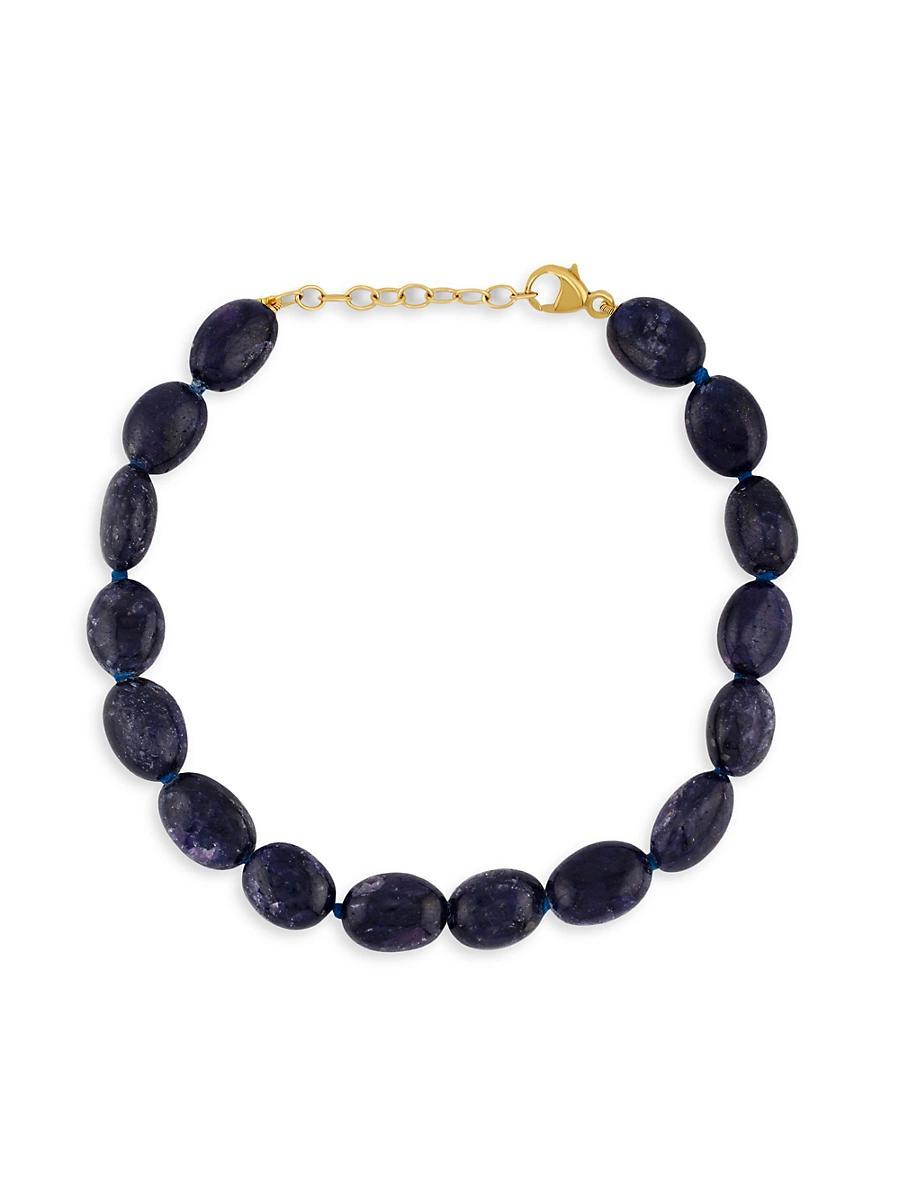 Womens 14K Yellow Gold & Blue Sapphire Beaded Bracelet Product Image