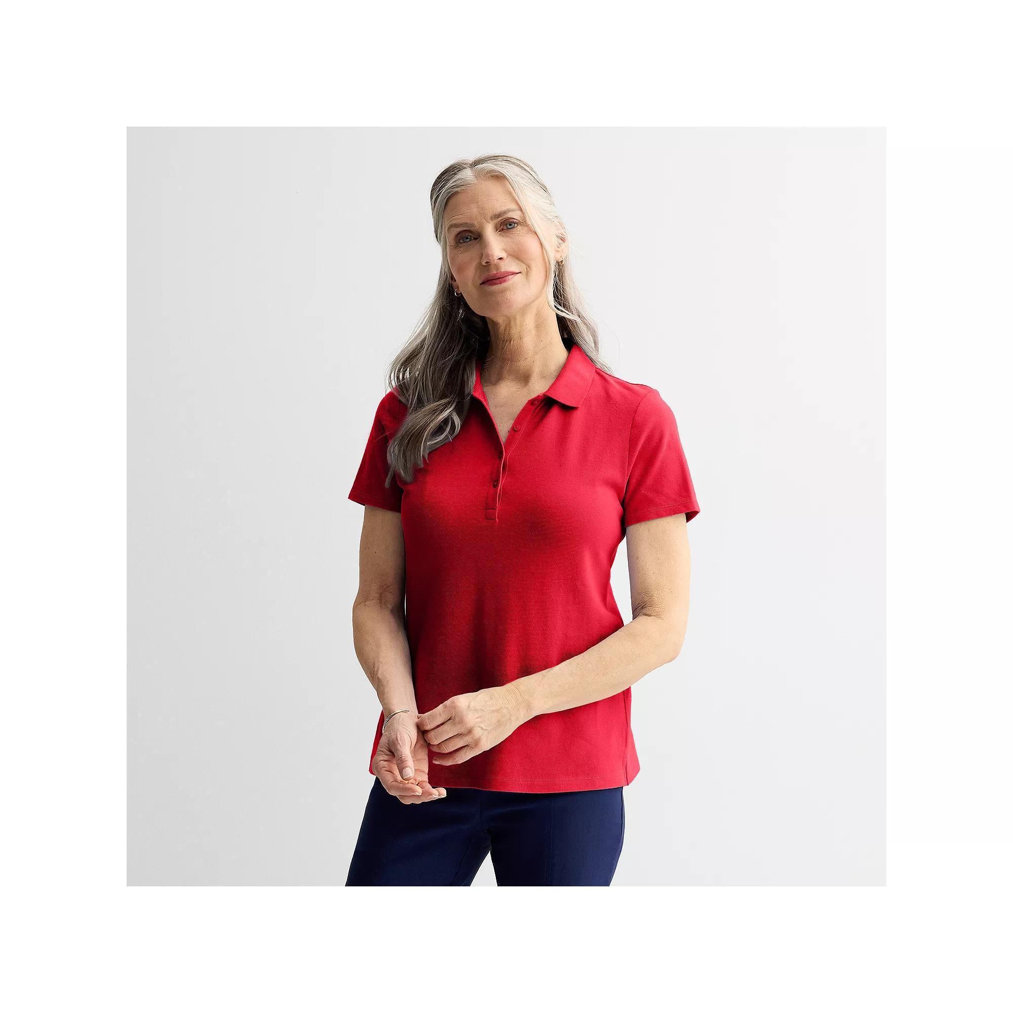 Women's Croft & Barrow® Essential Polo, Size: Medium, Chicago Red Product Image
