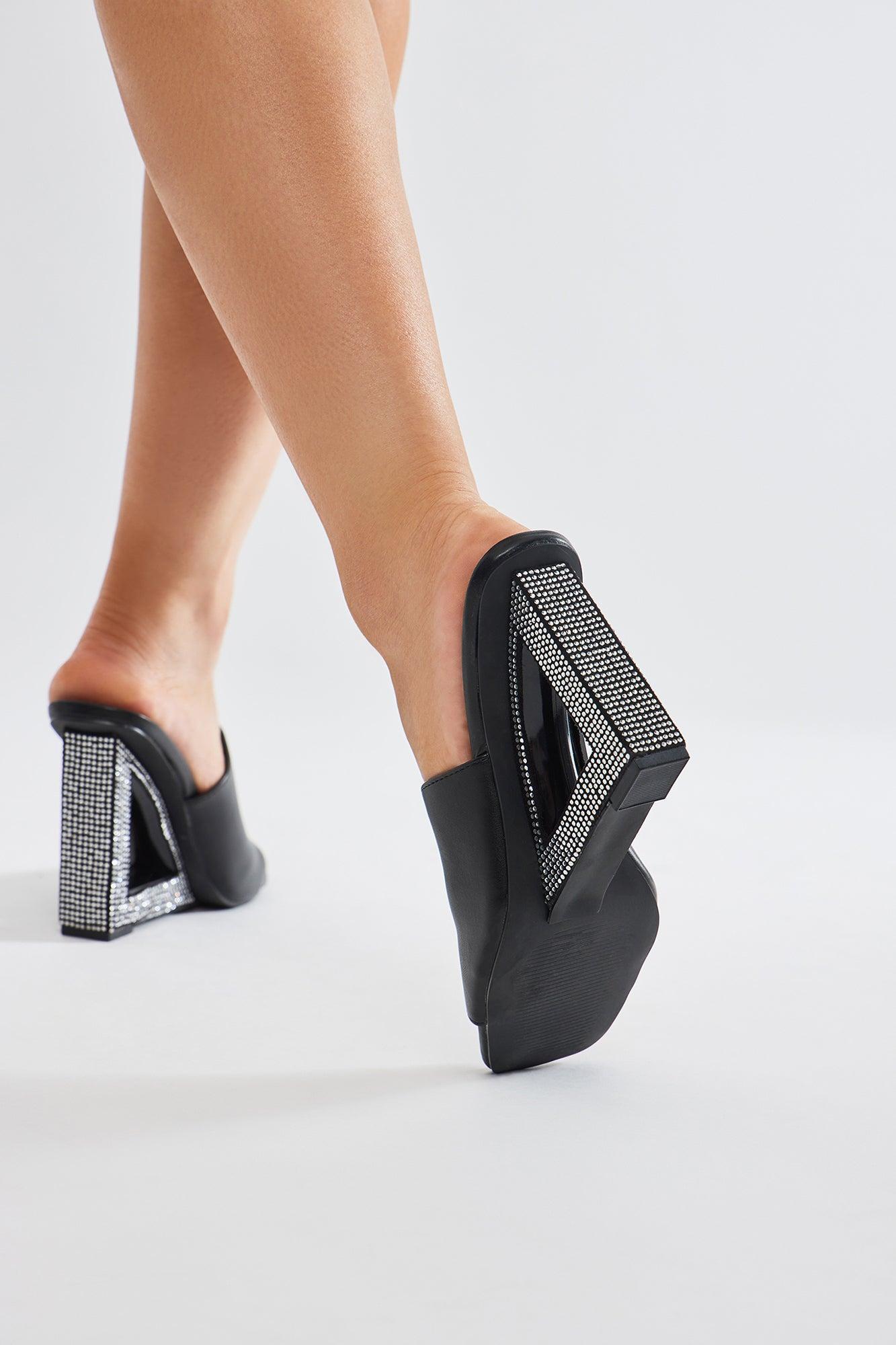 Playing It Smart Embellished Wedges - Black Product Image