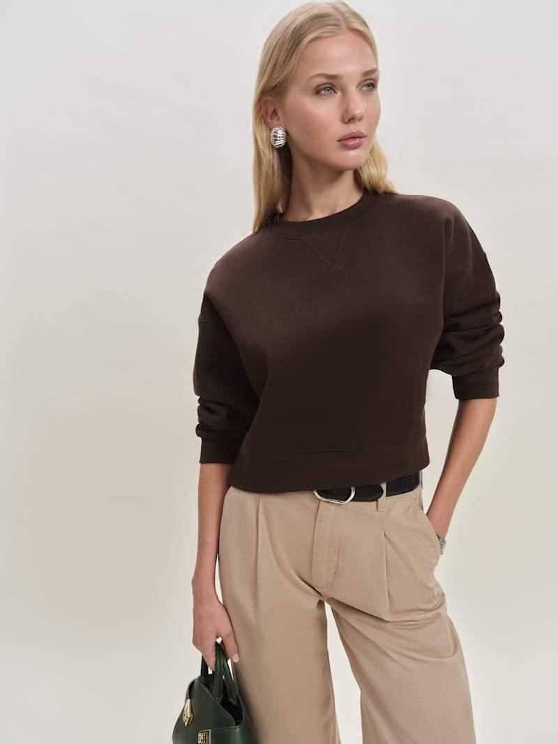 Grace Cropped Vintage Oversized Crewneck Sweatshirt Product Image
