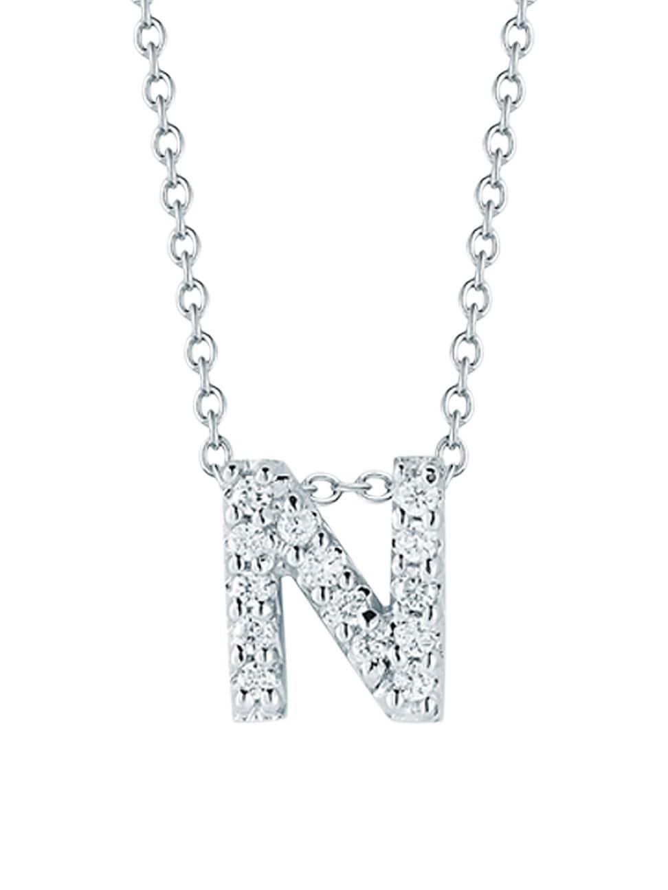 Roberto Coin 18K White Gold Initial Love Letter Pendant Necklace with Diamonds, 16 Product Image