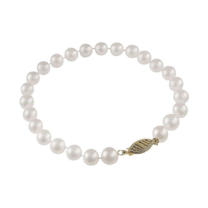 10k Gold Freshwater Cultured Pearl Bracelet - 7.5-in., Womens White Product Image