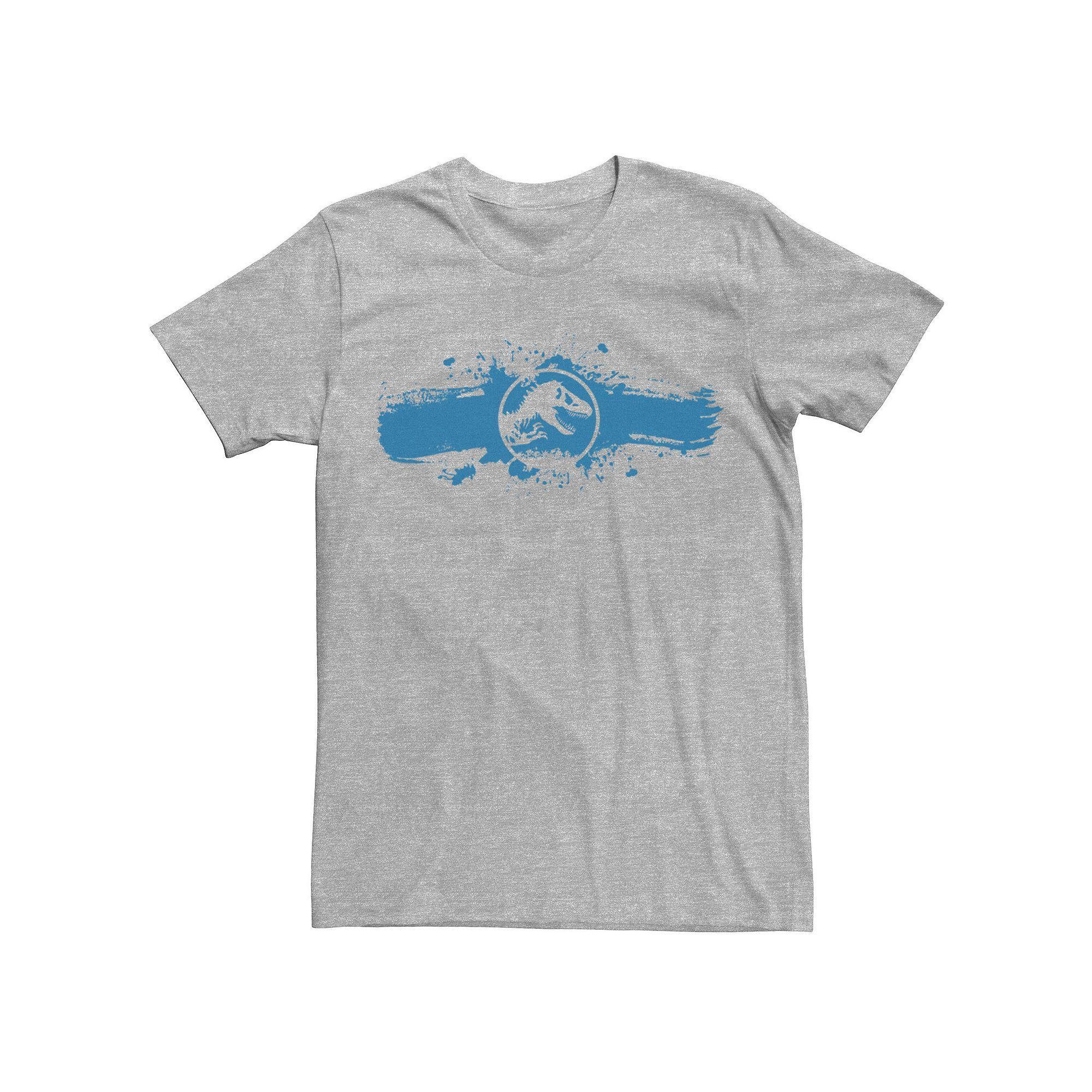 Men's Jurassic World Logo Blue Paint Splatter Graphic Tee, Size: XL, Silver Product Image