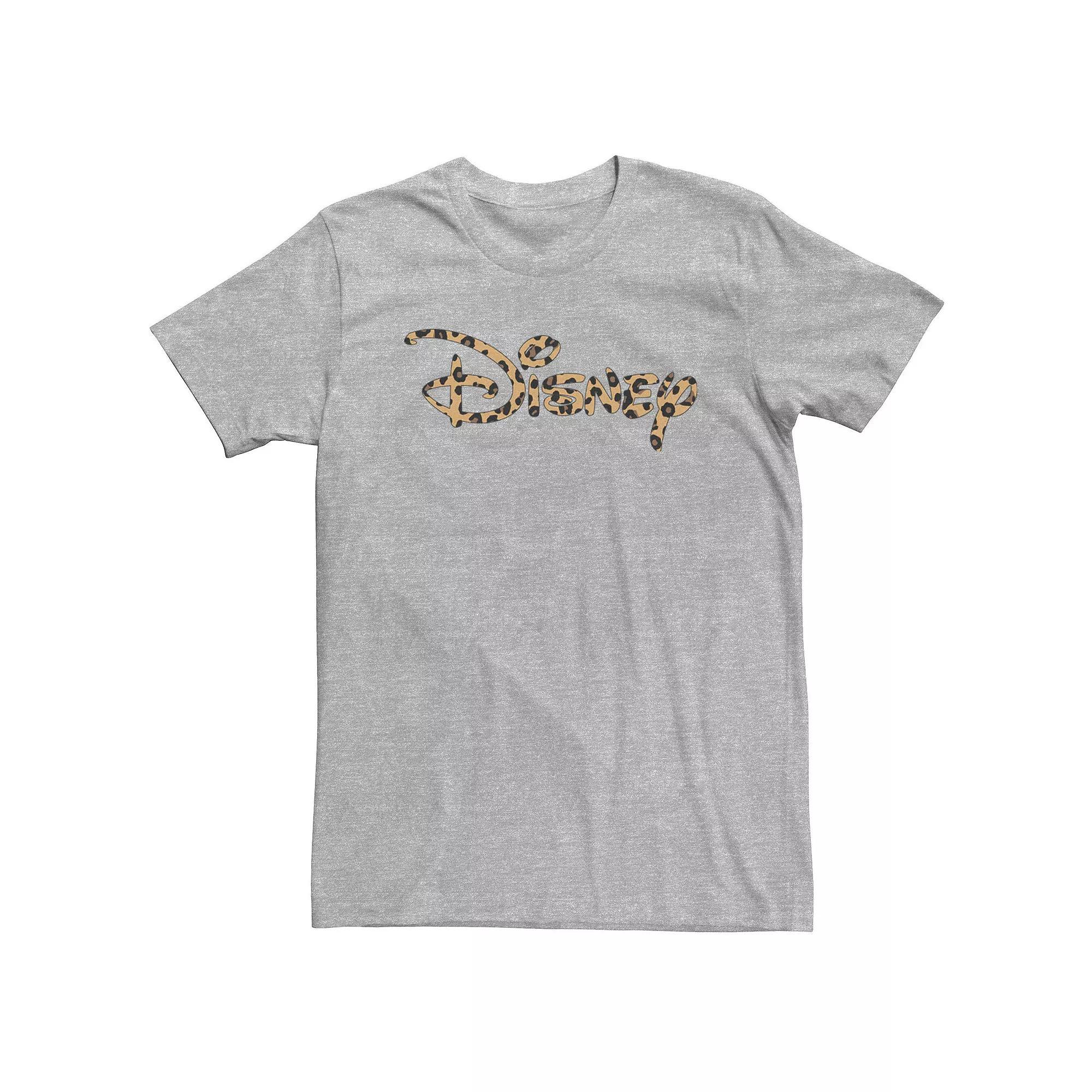 Disney Big & Tall Logo Leopard Fill Tee, Men's, Size: Large Tall, Athletic Grey Product Image