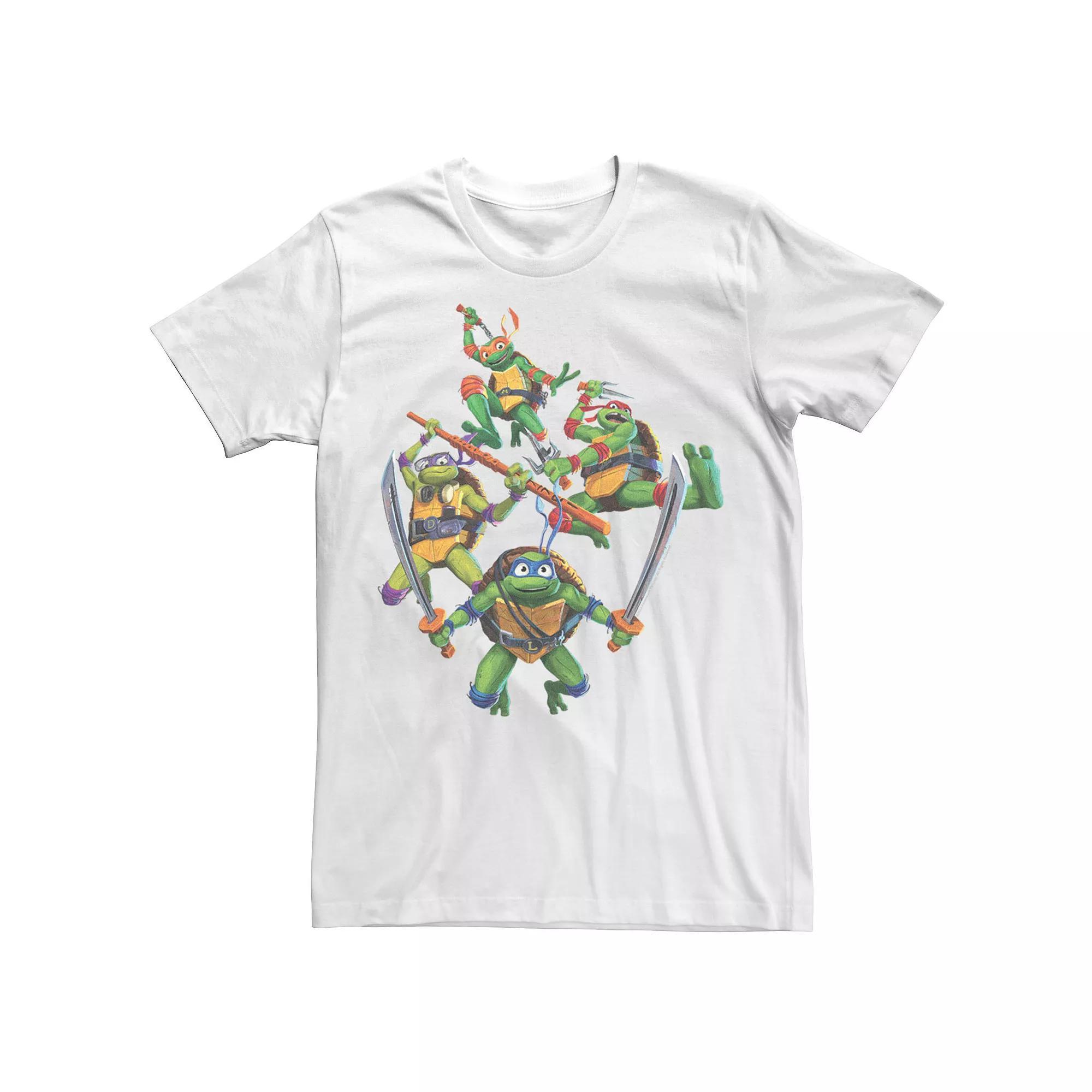 Men's TMNT Mutant Mayhem Turtle Attack Graphic Tee, Size: Large, Navy Grey Product Image