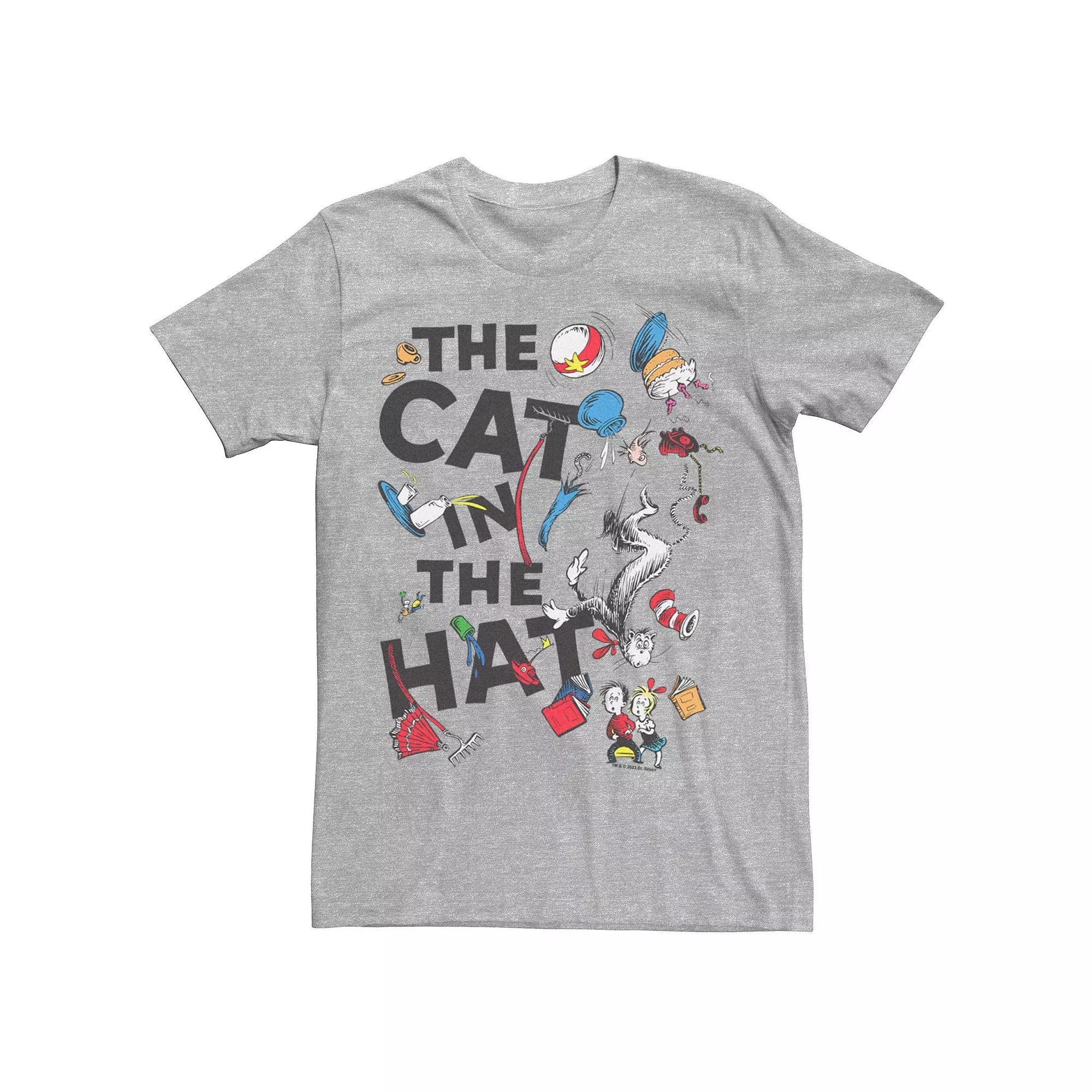 Men's Dr. Seuss The Cat In The Hat Poster Graphic Tee, Size: Medium, Athletic Grey Product Image