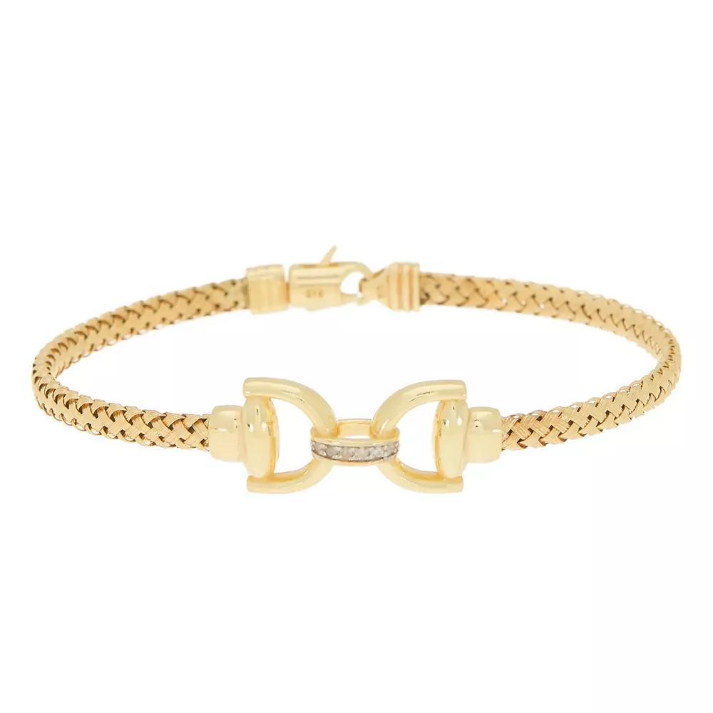Meshmerise Sterling Silver Diamond Accent Linked Woven Texture Bracelet, Women's, Size: 7", Gold Tone Product Image