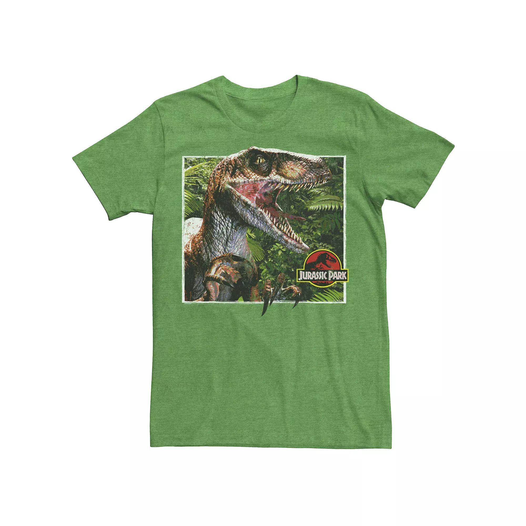 Men's Jurassic Park Raptor Coming Out Of Forest Graphic Tee, Size: Large, Royal Grey Product Image