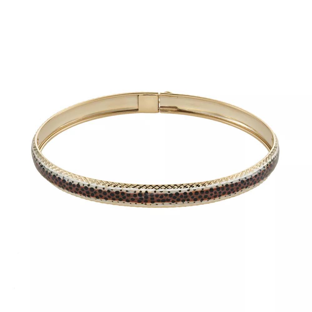 14k Gold and Sterling Silver Leopard Bangle Bracelet, Women's, Yellow Product Image