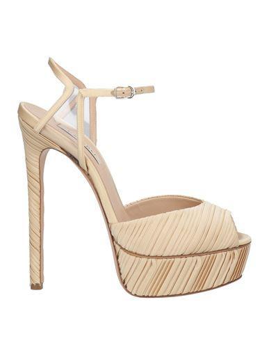 CASADEI Woman Sandals Beige Size 8 Textile Fibers, Plastic Product Image