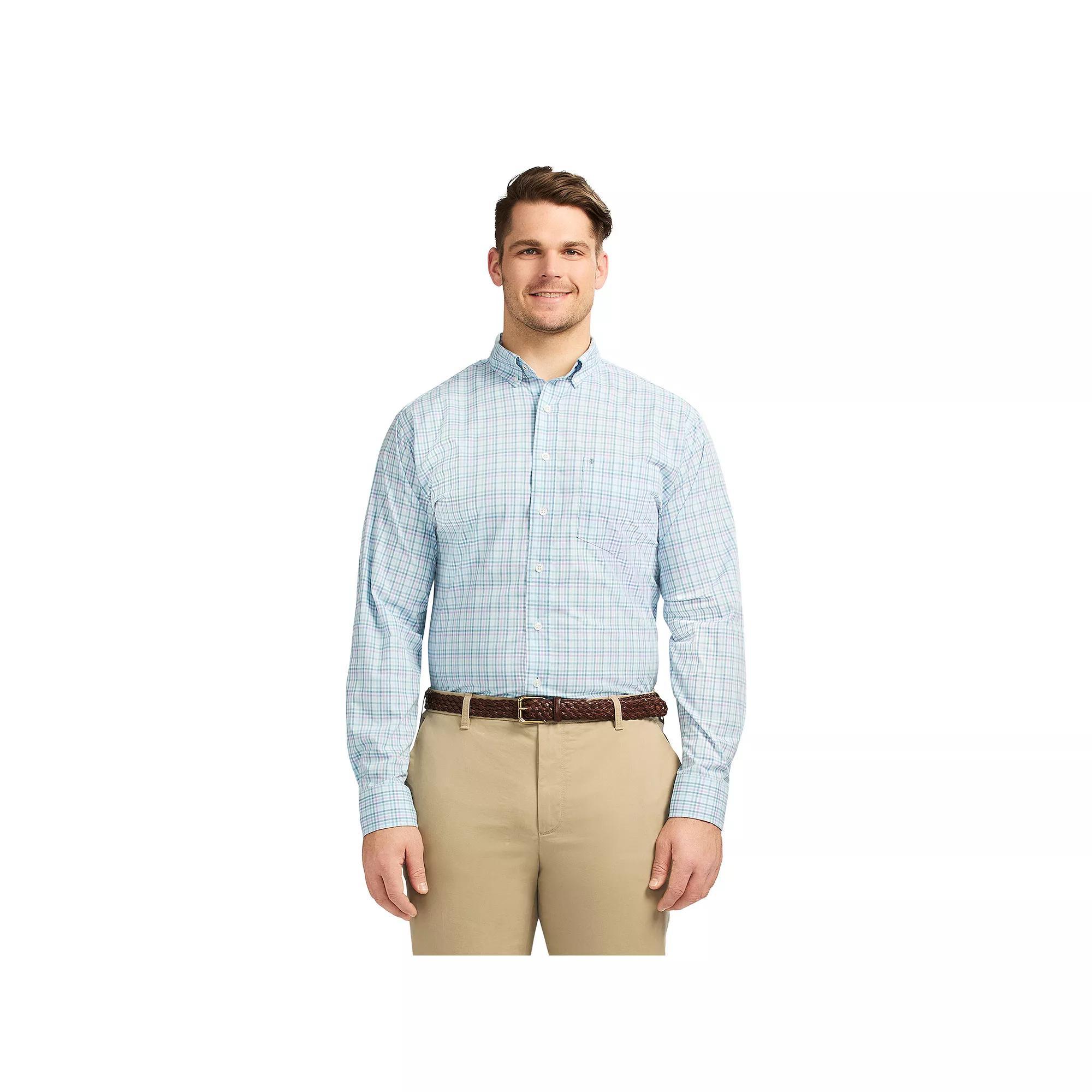 Big & Tall IZOD Performance Comfort Long Sleeve Button Down Shirt, Men's, Size: 3XB, Crystal Blue Product Image