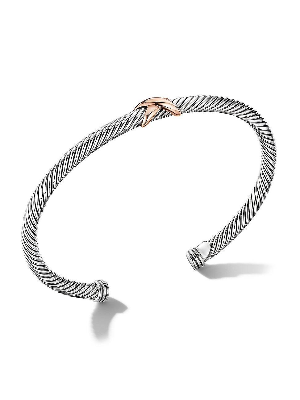 David Yurman Sterling Silver X Station Bracelet with 18K Rose Gold Product Image