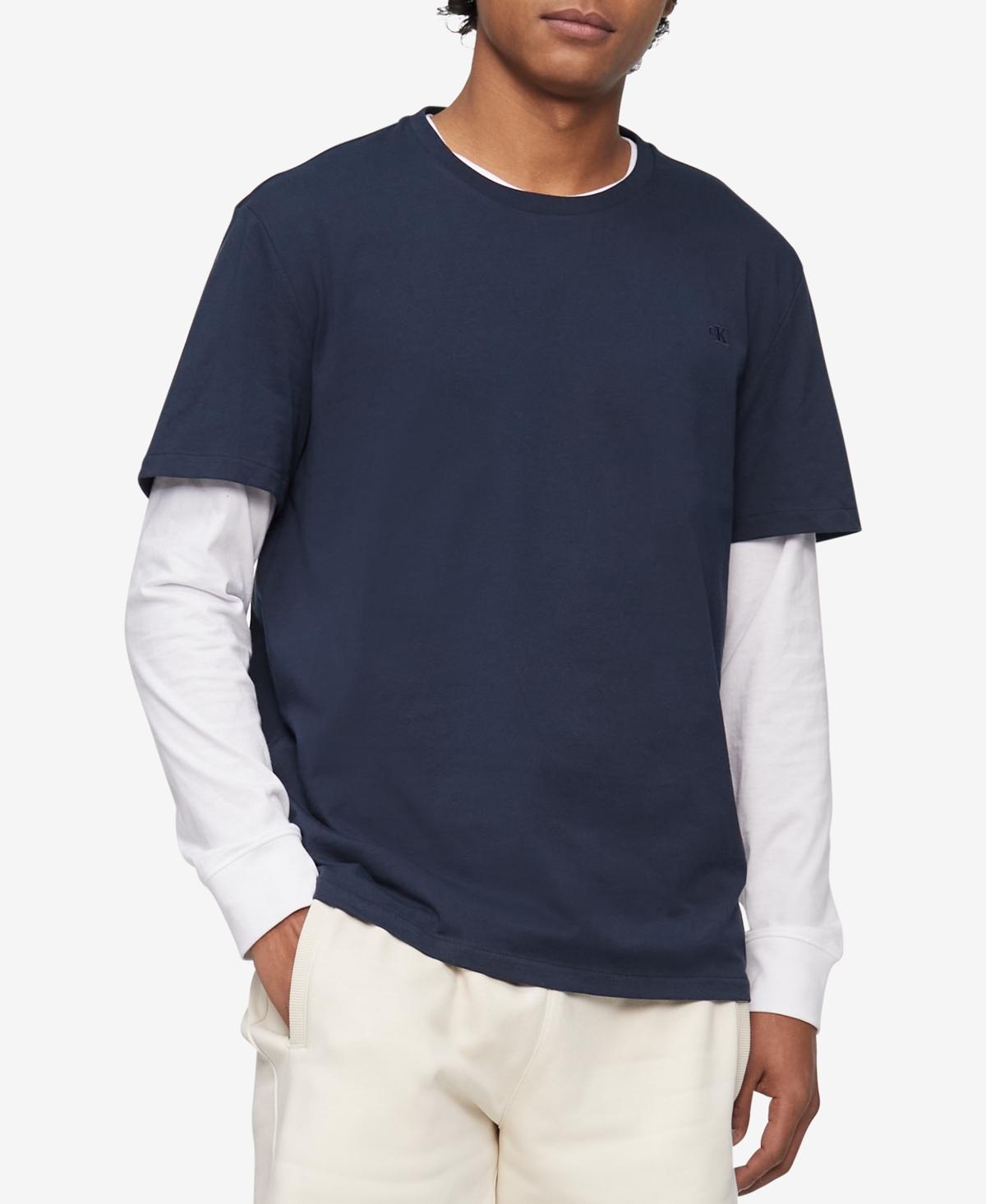 Calvin Klein Men's Smooth Cotton Monogram Logo T-Shirt - Grey - XXL Product Image