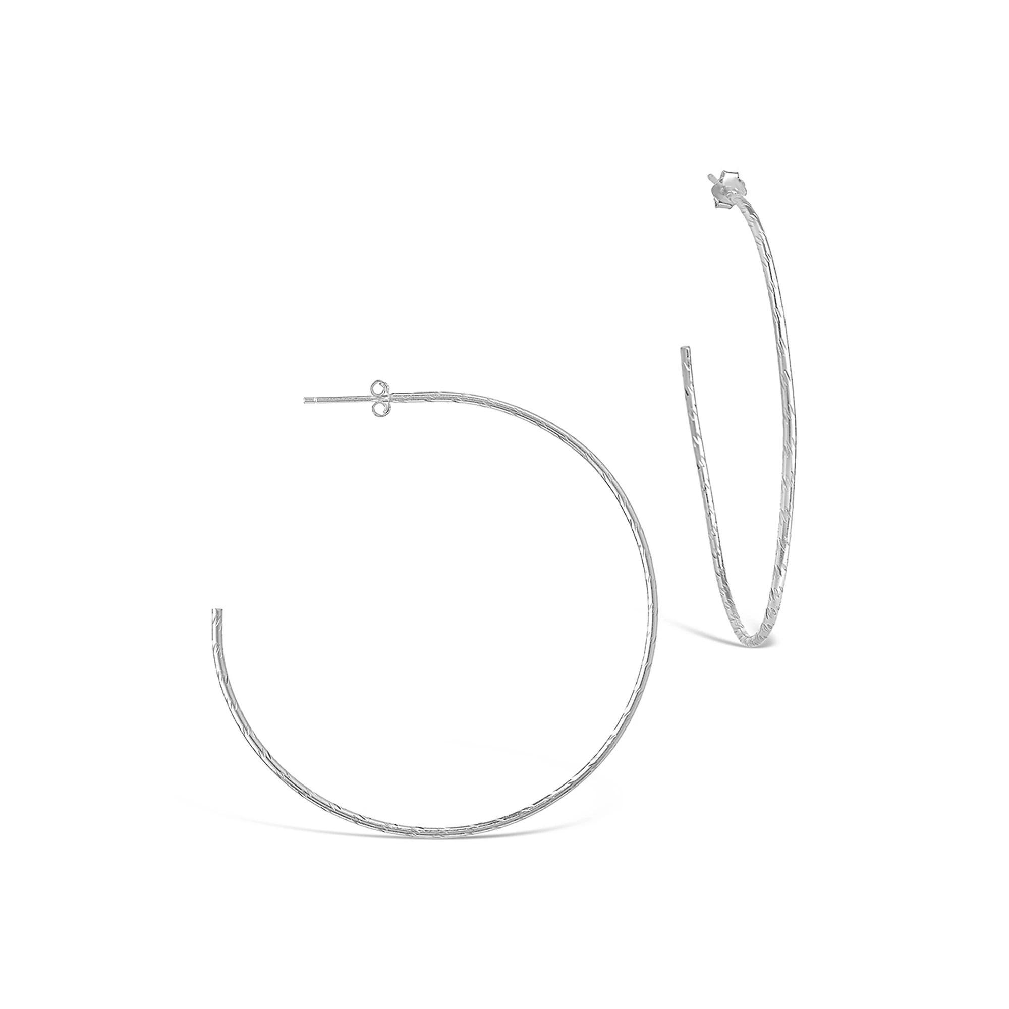 MC Collective Sterling Silver Textured Hoops, Womens, Silver Tone Product Image