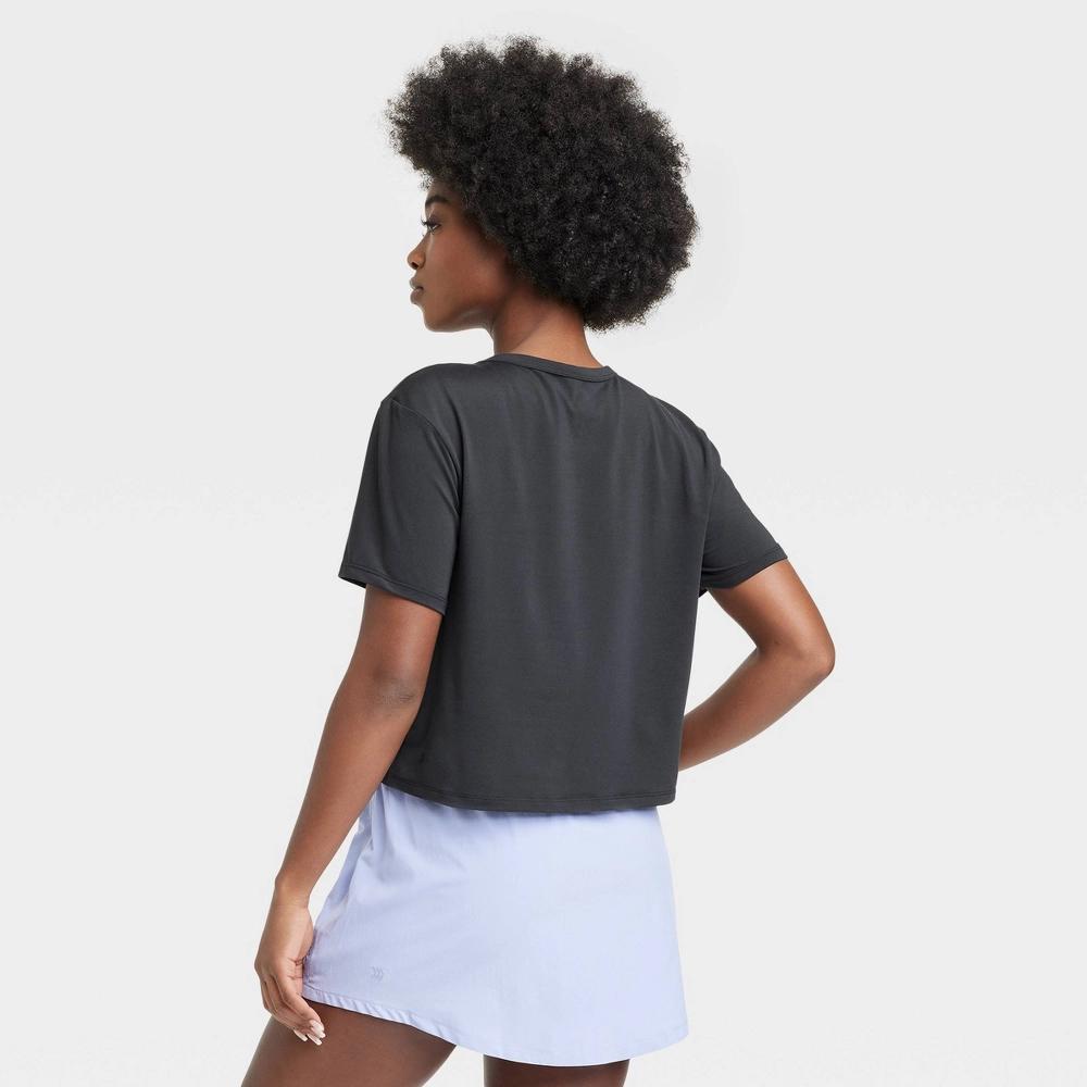 Women's Essential Crew Neck Short Sleeve Top - All In Motion™ Black XL: Relaxed Fit, Moisture Wicking, Quick Drying Tee Product Image