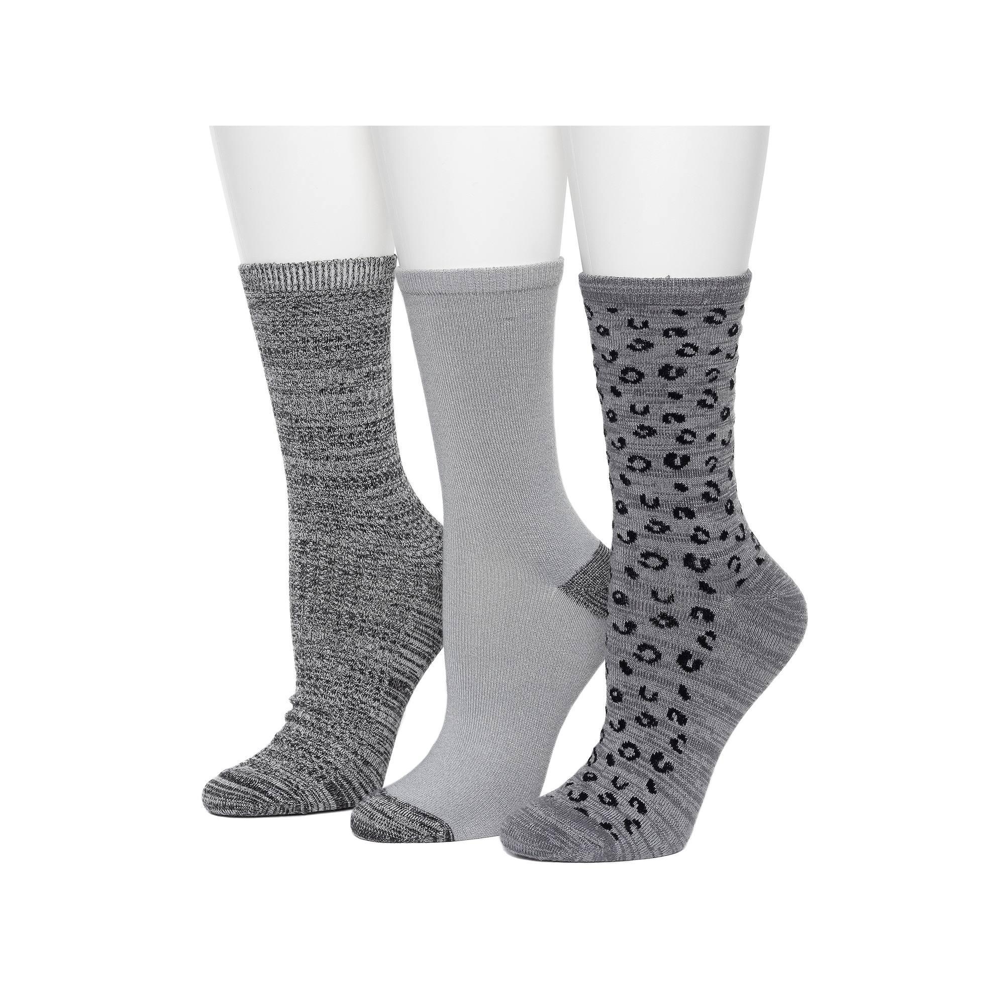 Women's Cuddl Duds® 3-Pack Plushfill Midweight Cheetah Twist Spacedye Cross Stitch Rib Crew Socks, Size: 9-11, Quiet Shade Product Image