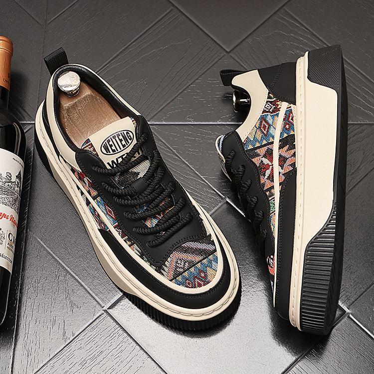 Printed Panel Platform Sneakers Product Image