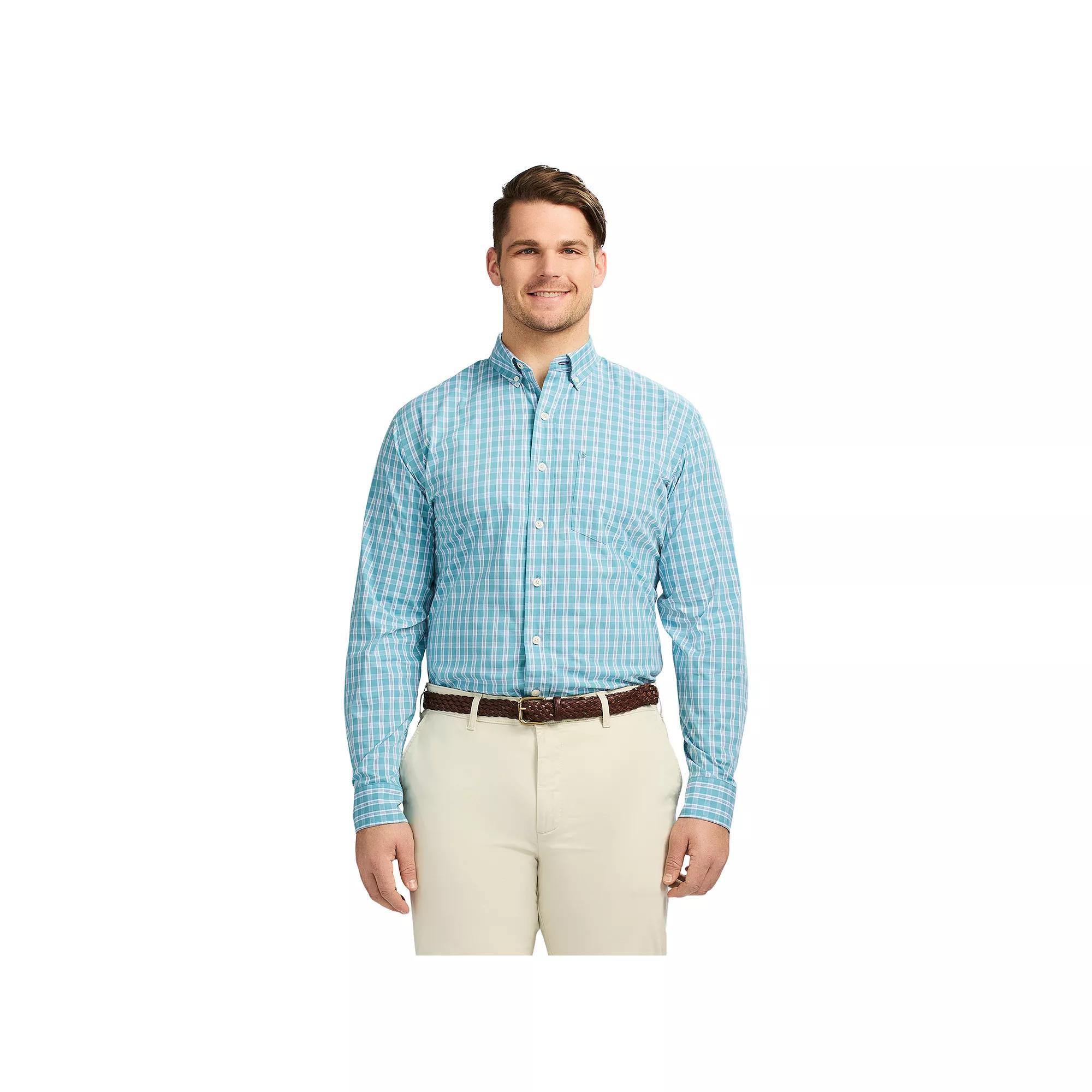 Big & Tall IZOD Performance Comfort Long Sleeve Button Down Shirt, Men's, Size: 2XB, Adriatic Blue Product Image
