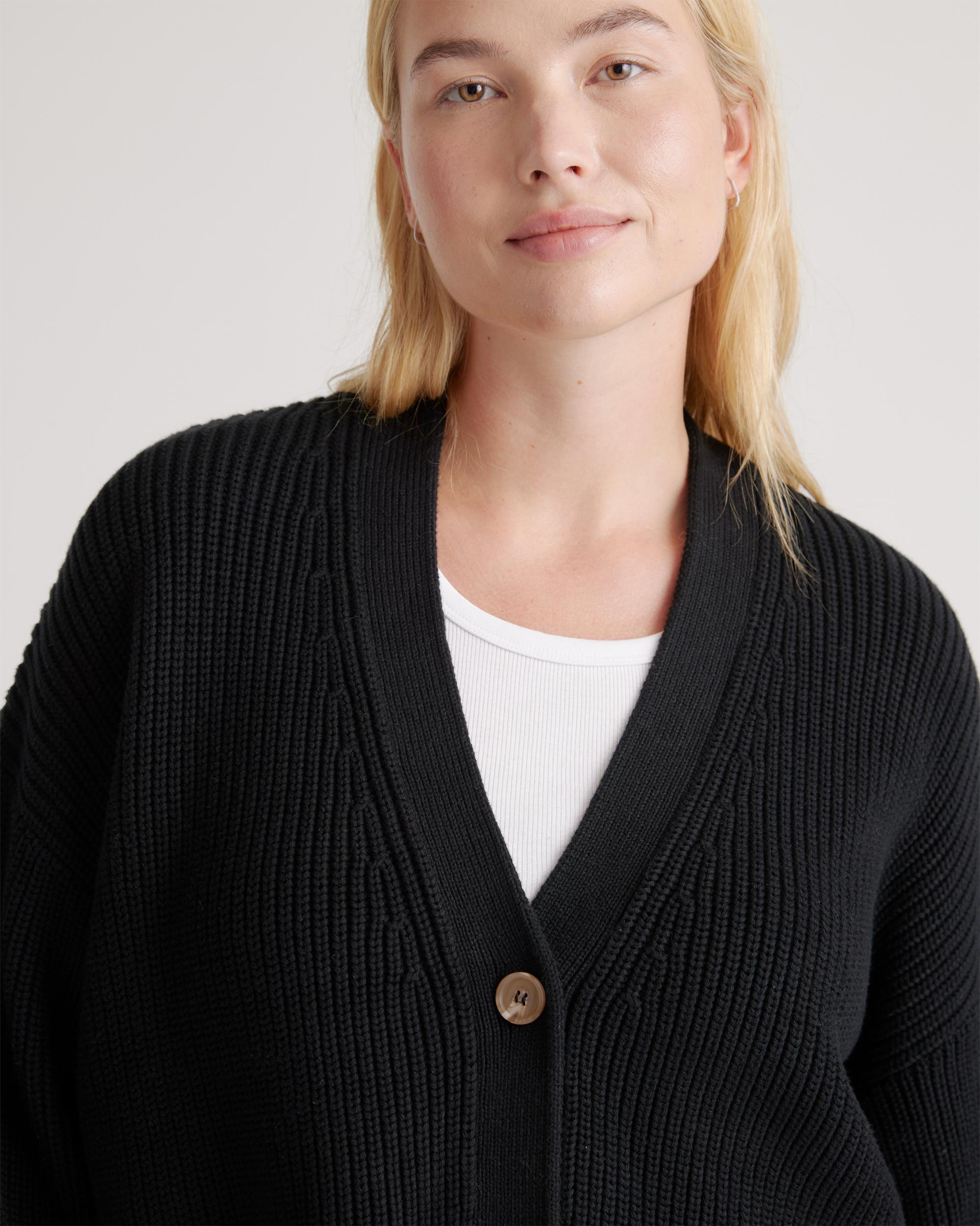 Quince | Women's Fisherman Boxy Cropped Cardigan Sweater Organic Cotton Product Image