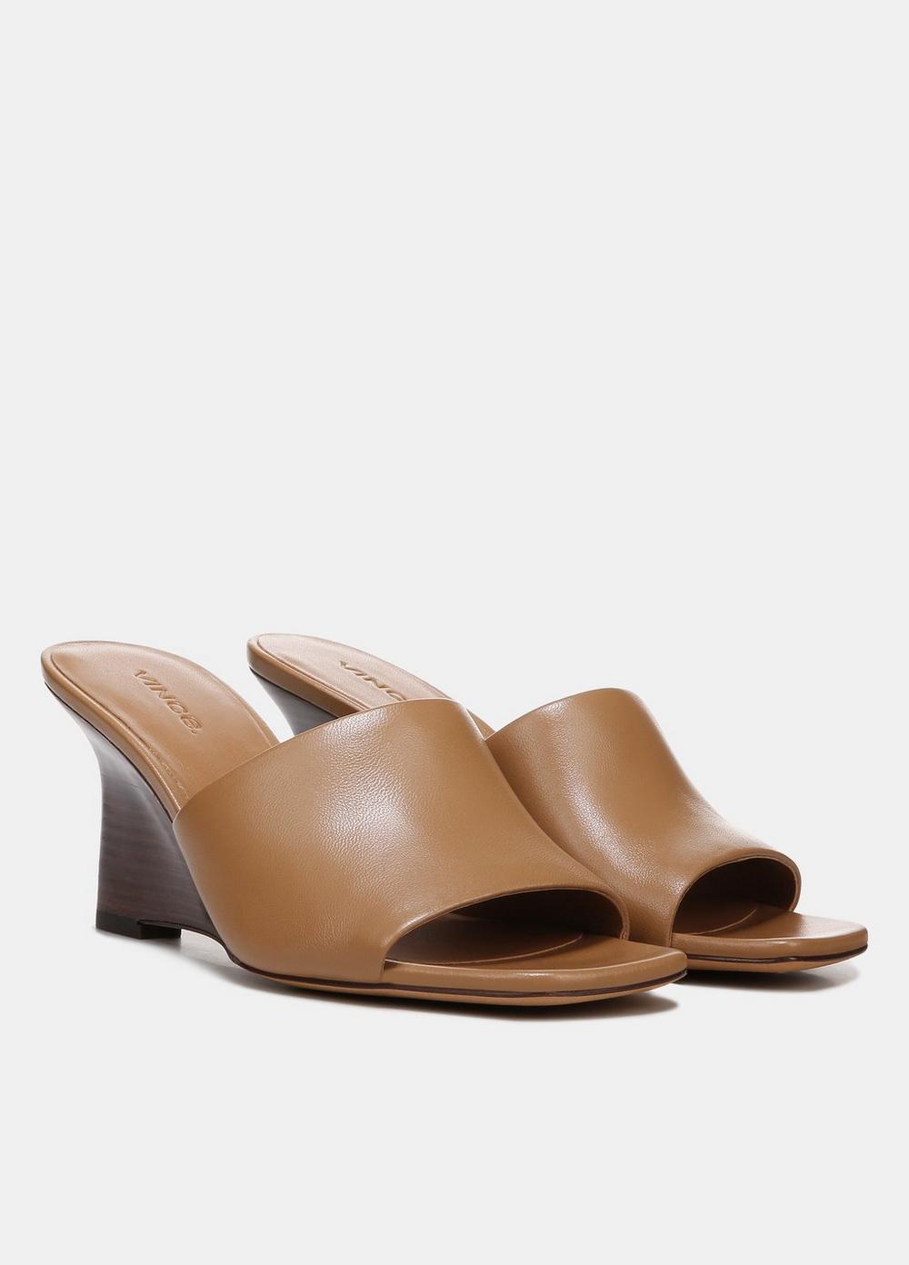 Womens Pia Leather Wedge Sandal, Plum Wine, Size 9.5 Vince Product Image