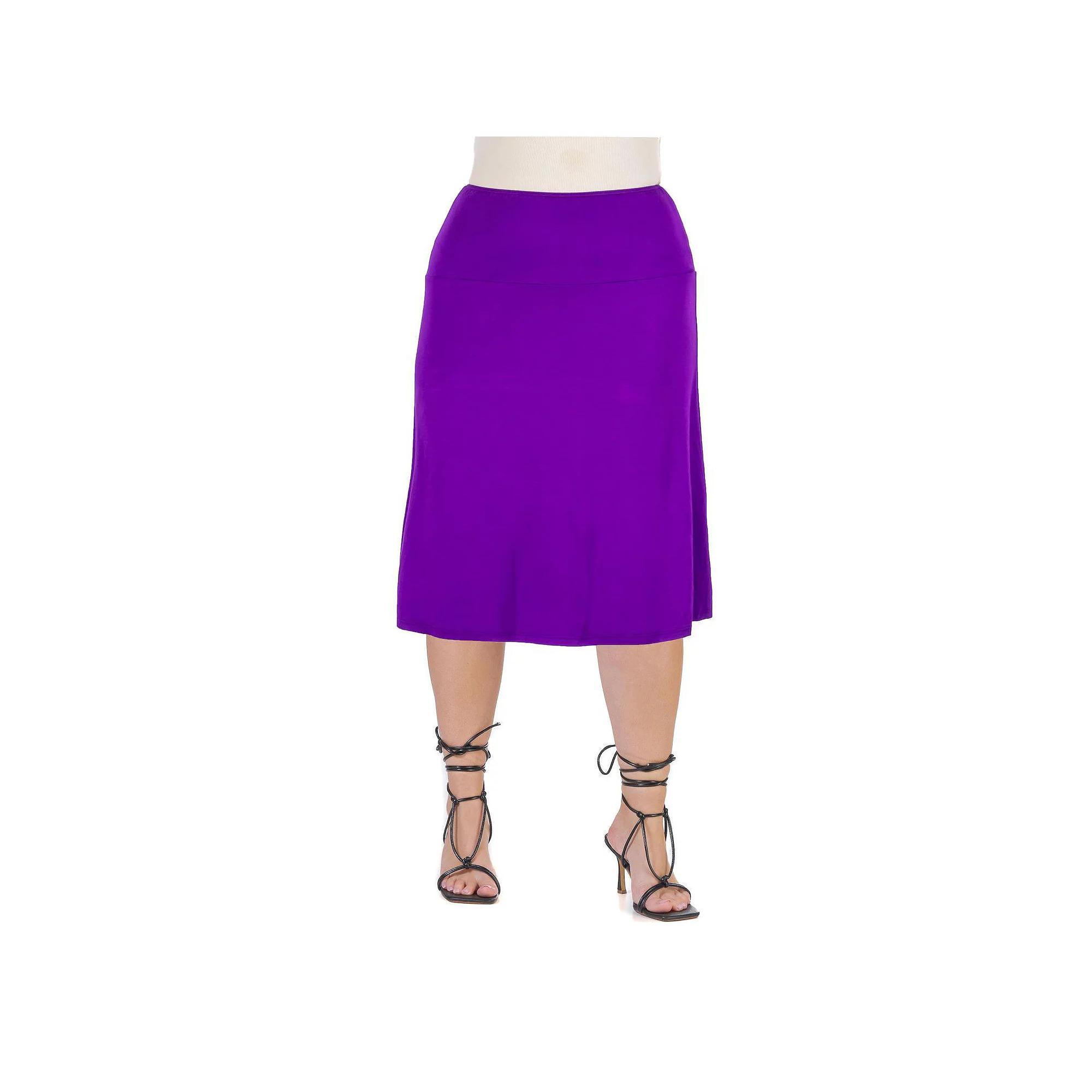 Plus Size 24seven Comfort Apparel Straight Midi Skirt, Womens Product Image
