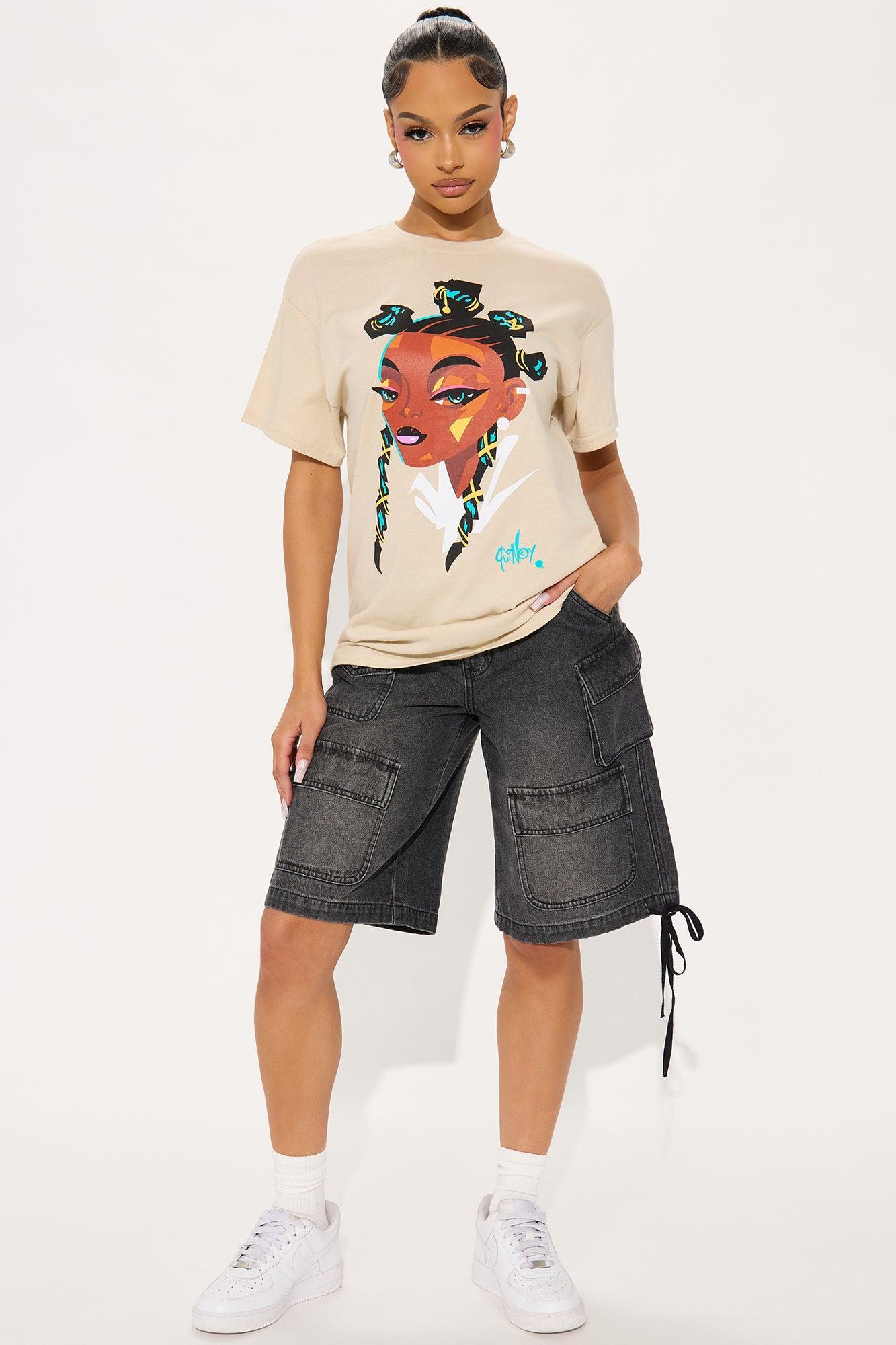 Unmatched Beauty & Braids Oversized Tee - Sand Female Product Image