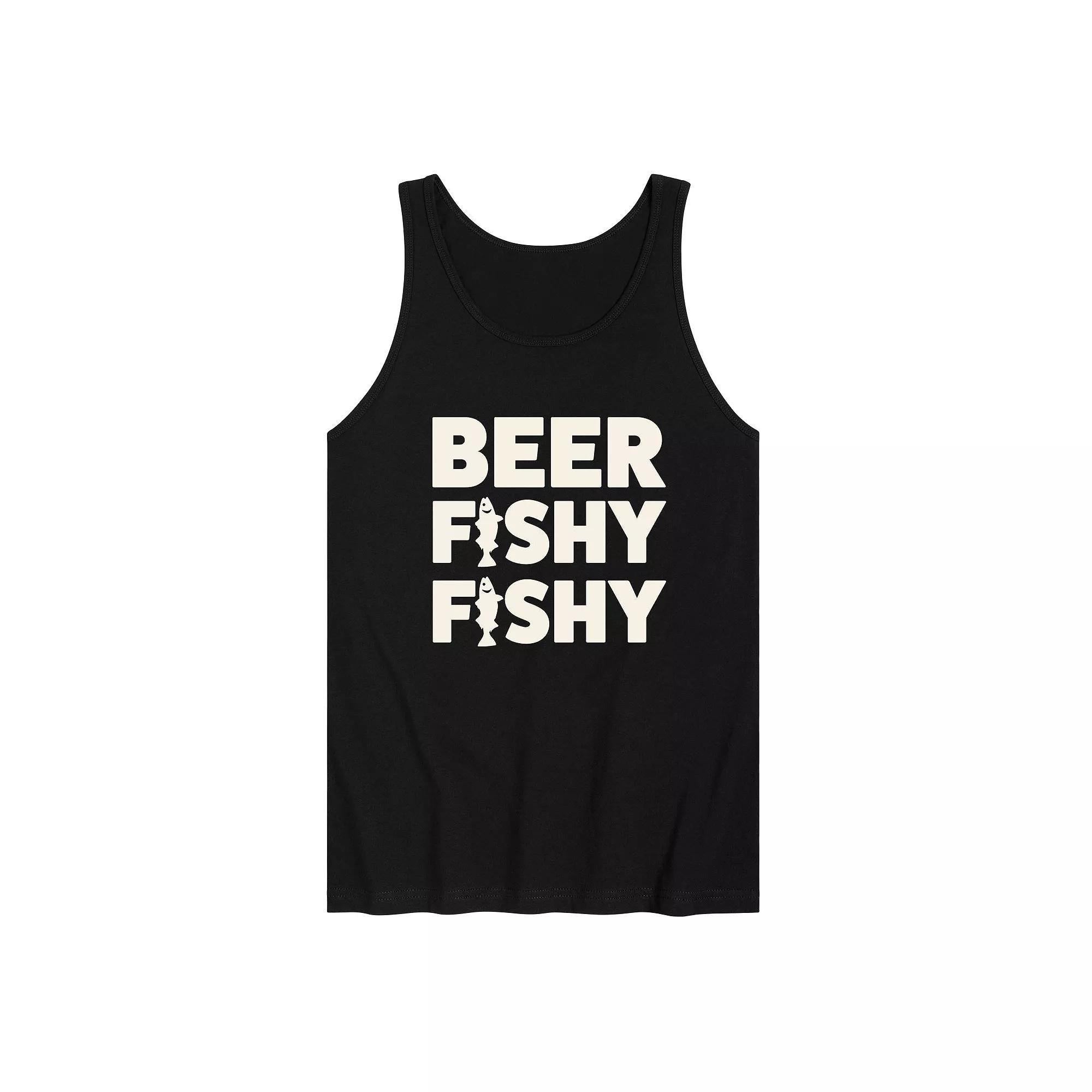 Men's Beer Fishy Fishy Graphic Tank Top, Size: XXL, Black Product Image