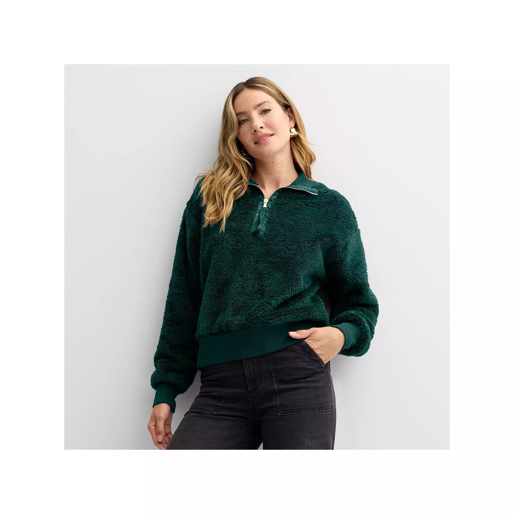 Women's Sonoma Goods For Life® Cozy Quarter Zip Pullover, Size: Large, Black Jam Product Image