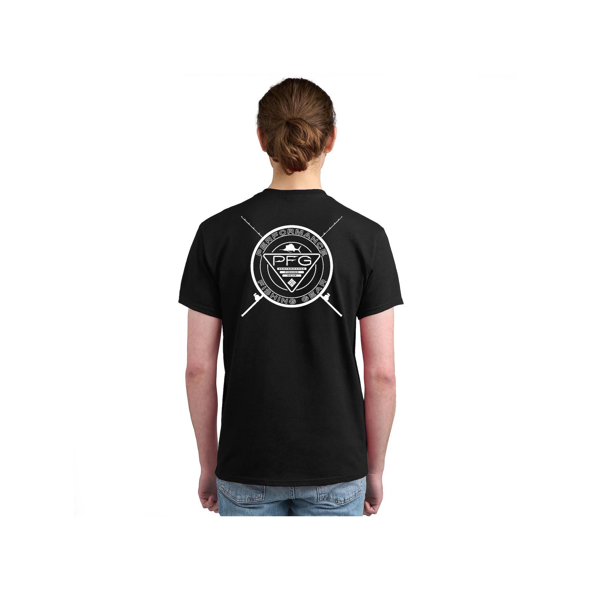Mens Columbia PFG Short Sleeve Graphic Tee Blue Boat Product Image