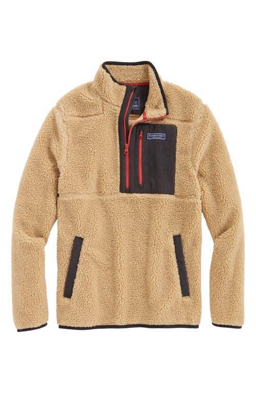 Vineyard Vines Sherpa Supershep 1/4Zip (Officer Khaki) Men's Short Sleeve Knit Product Image