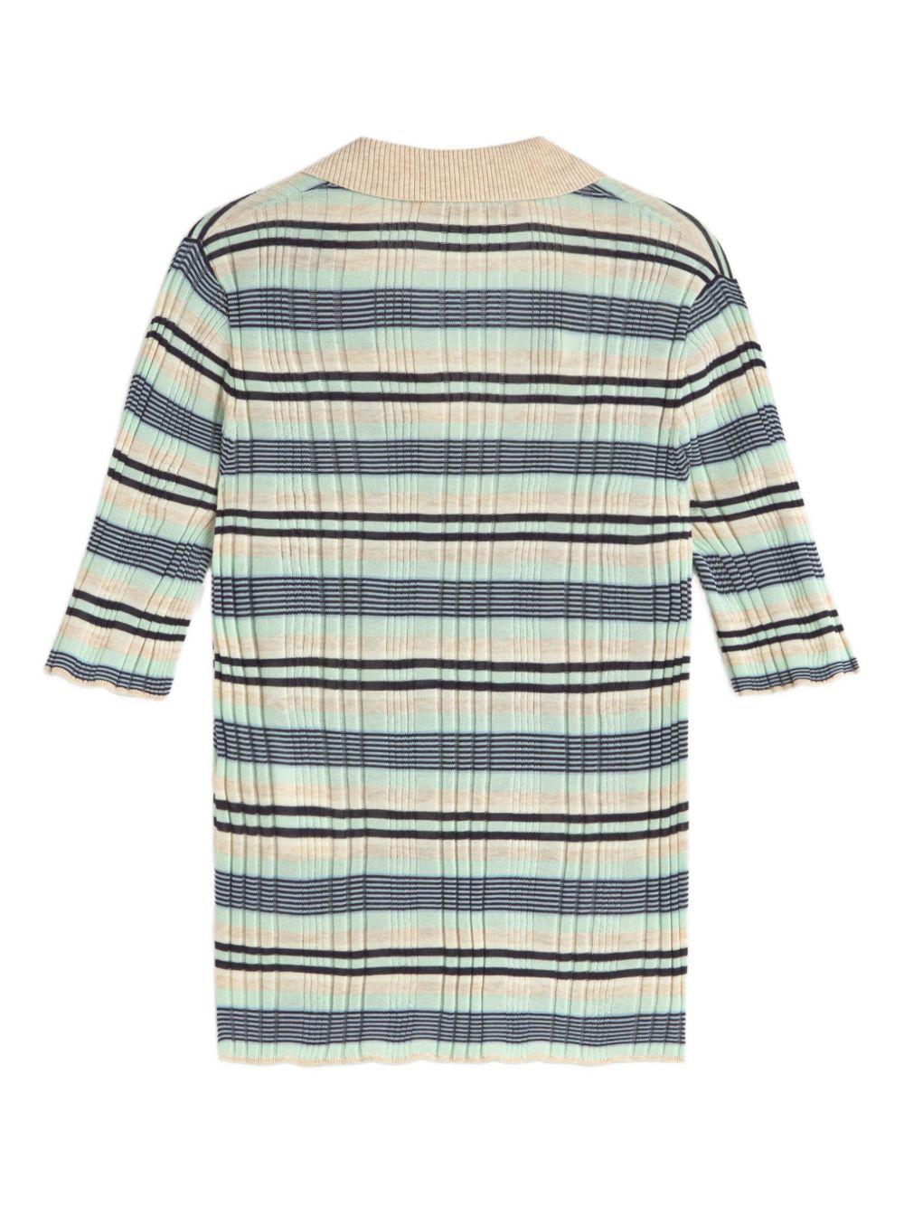 fine-ribbed striped polo shirt Product Image